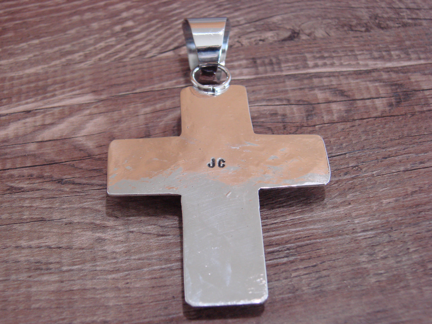 Large Navajo Nickel Silver & Turquoise Cross Pendant - Cleveland
