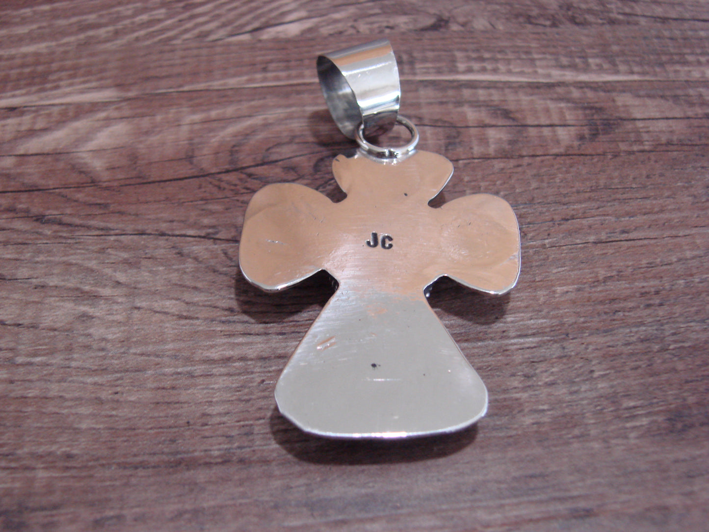 Navajo Nickel Silver & Turquoise Cross Pendant - Cleveland