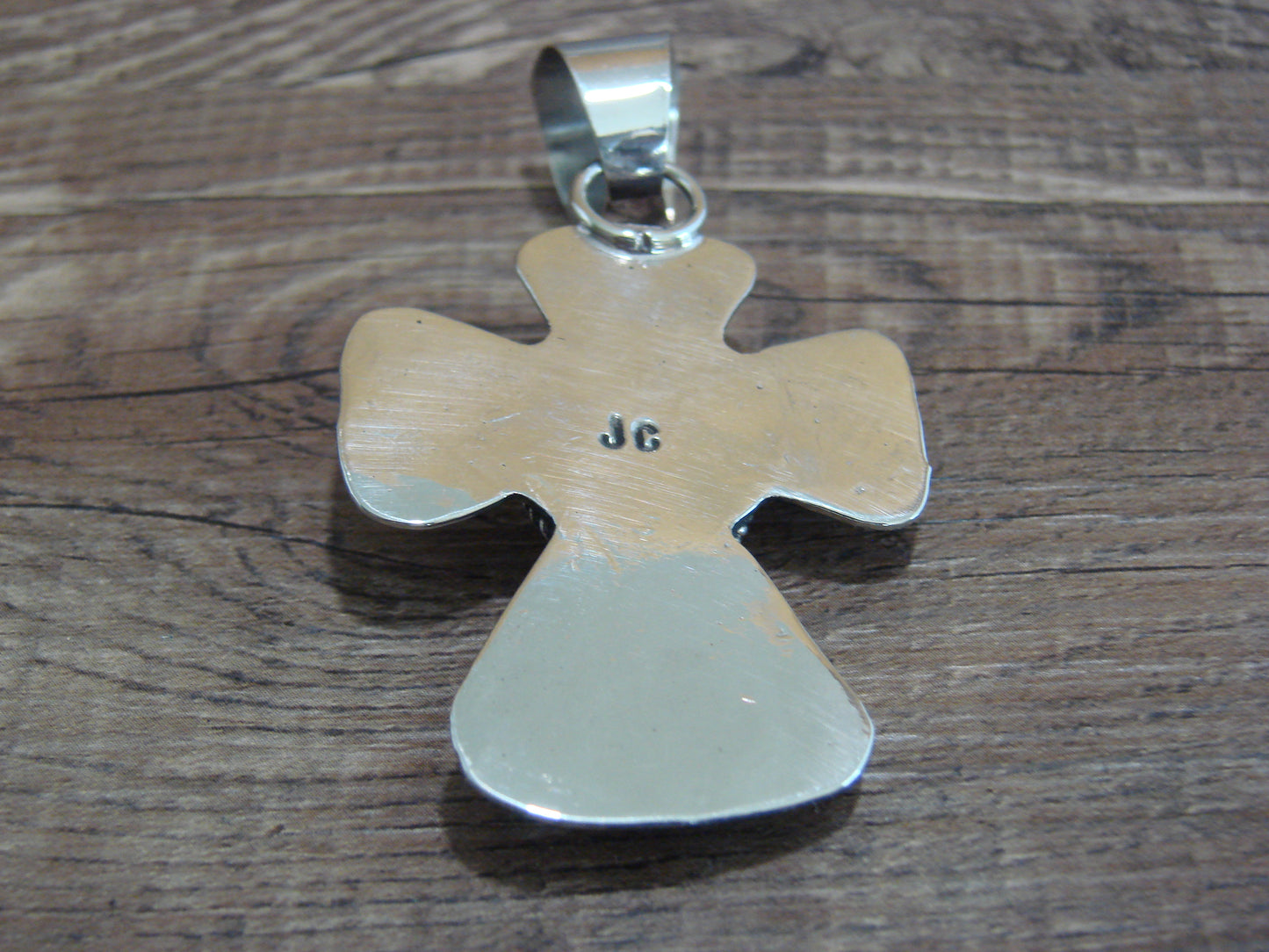 Navajo Nickel Silver & Turquoise Cross Pendant - Cleveland