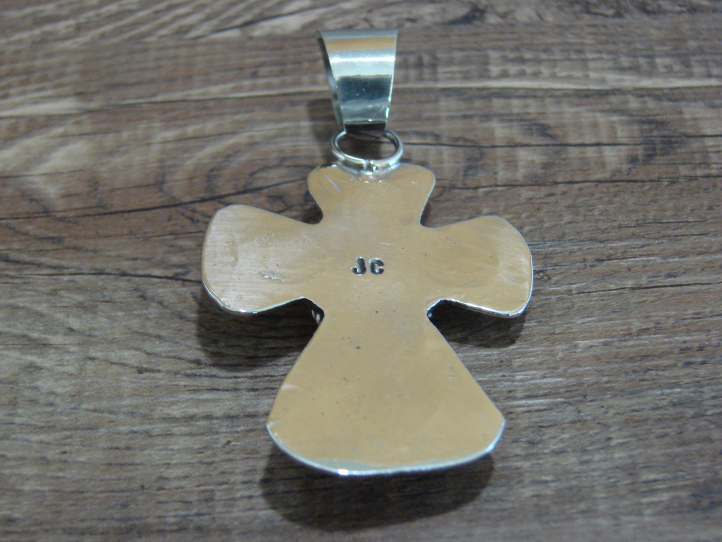 Navajo Nickel Silver & Turquoise Cross Pendant - Cleveland