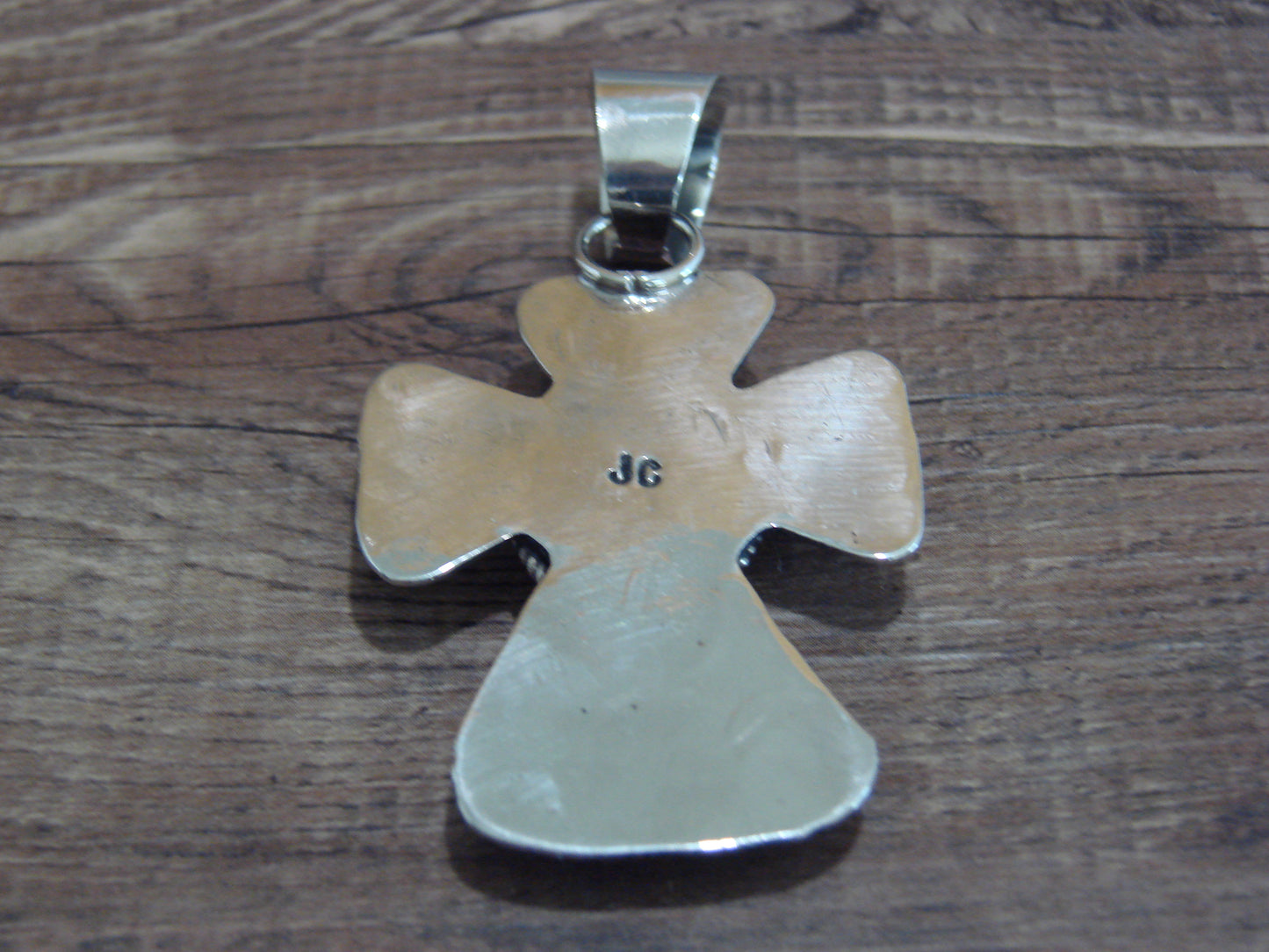 Navajo Nickel Silver & Turquoise Cross Pendant - Cleveland