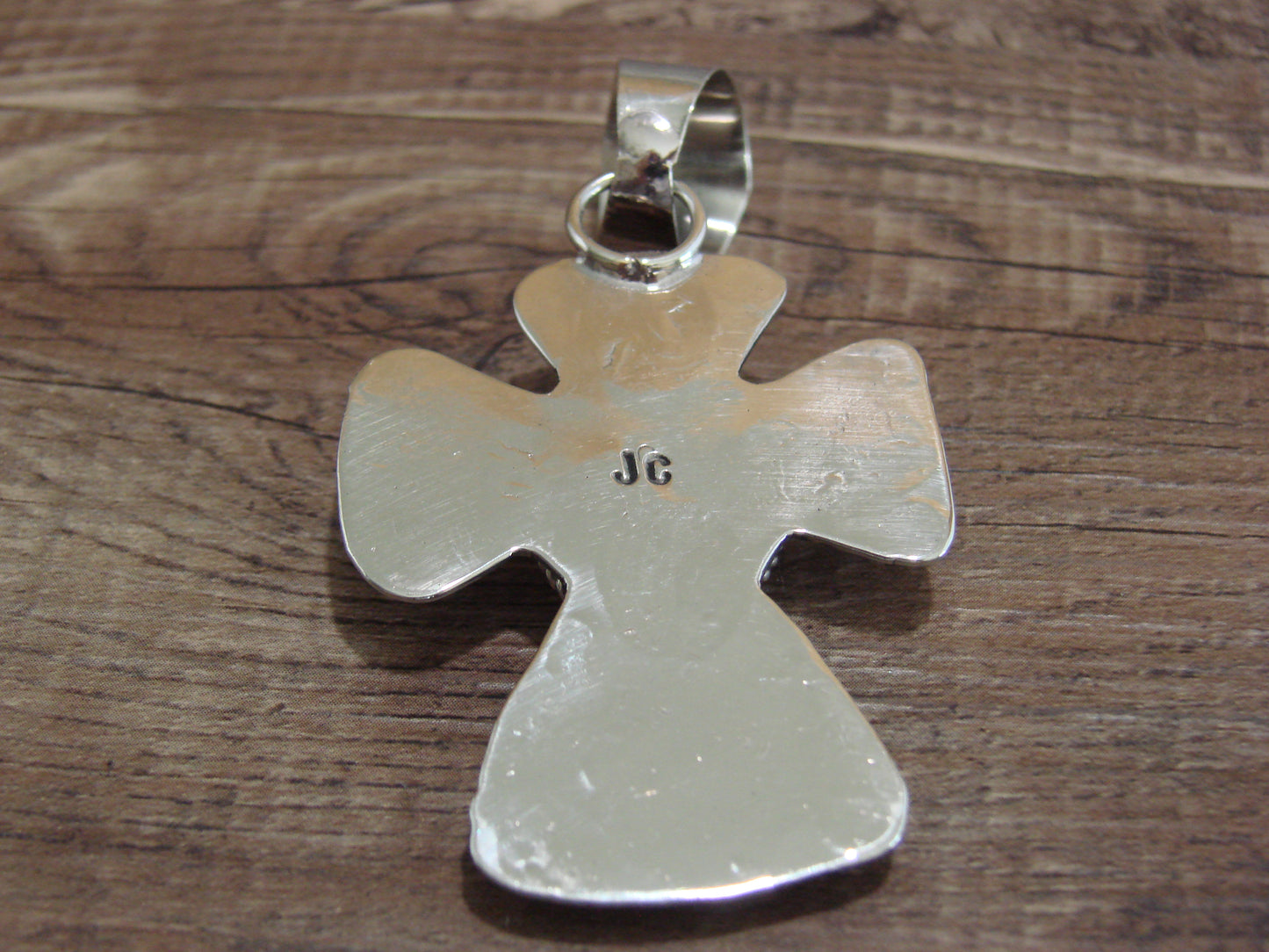 Navajo Nickel Silver & Turquoise Cross Pendant - Cleveland