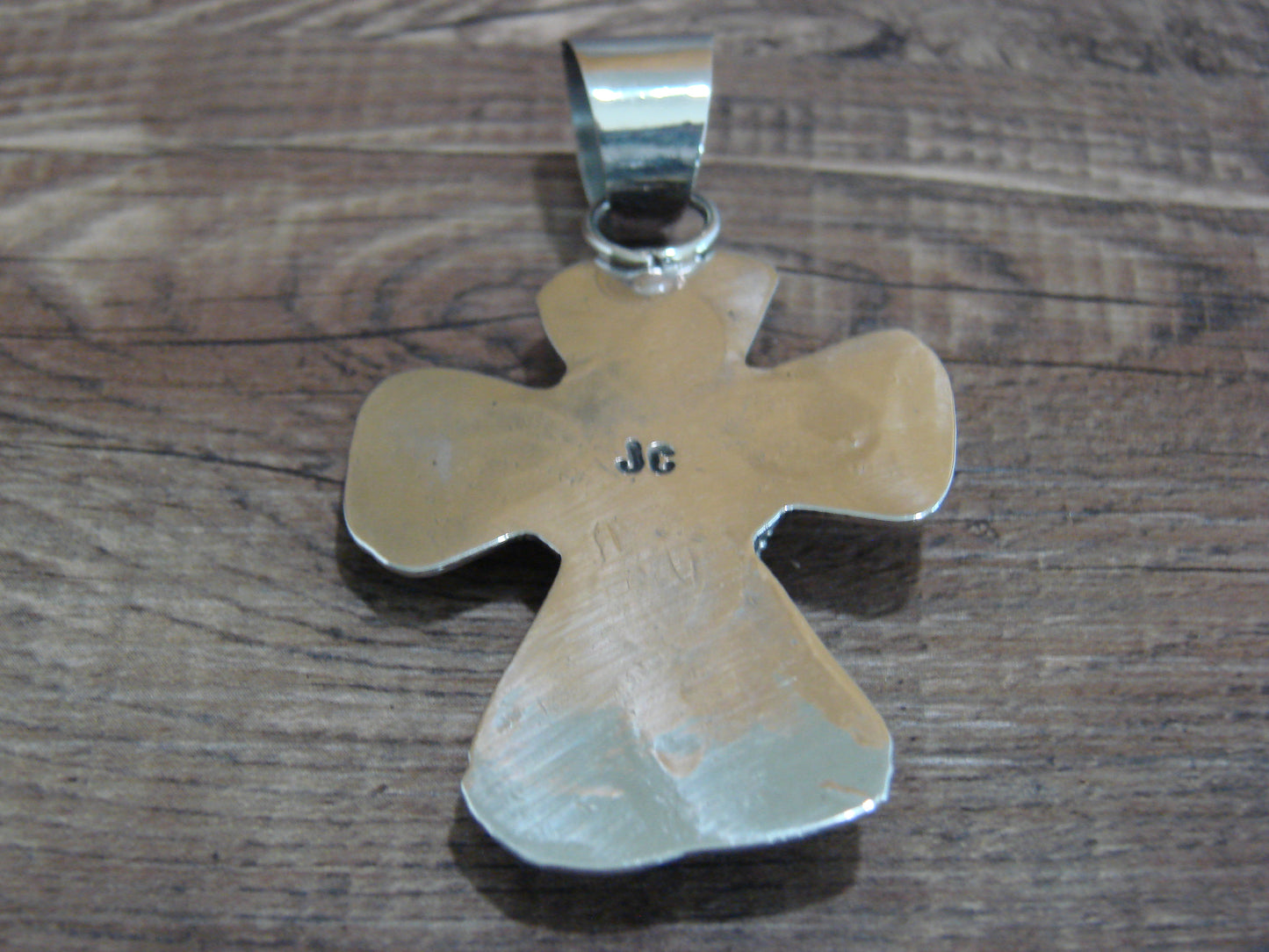 Navajo Nickel Silver & Turquoise Cross Pendant - Cleveland