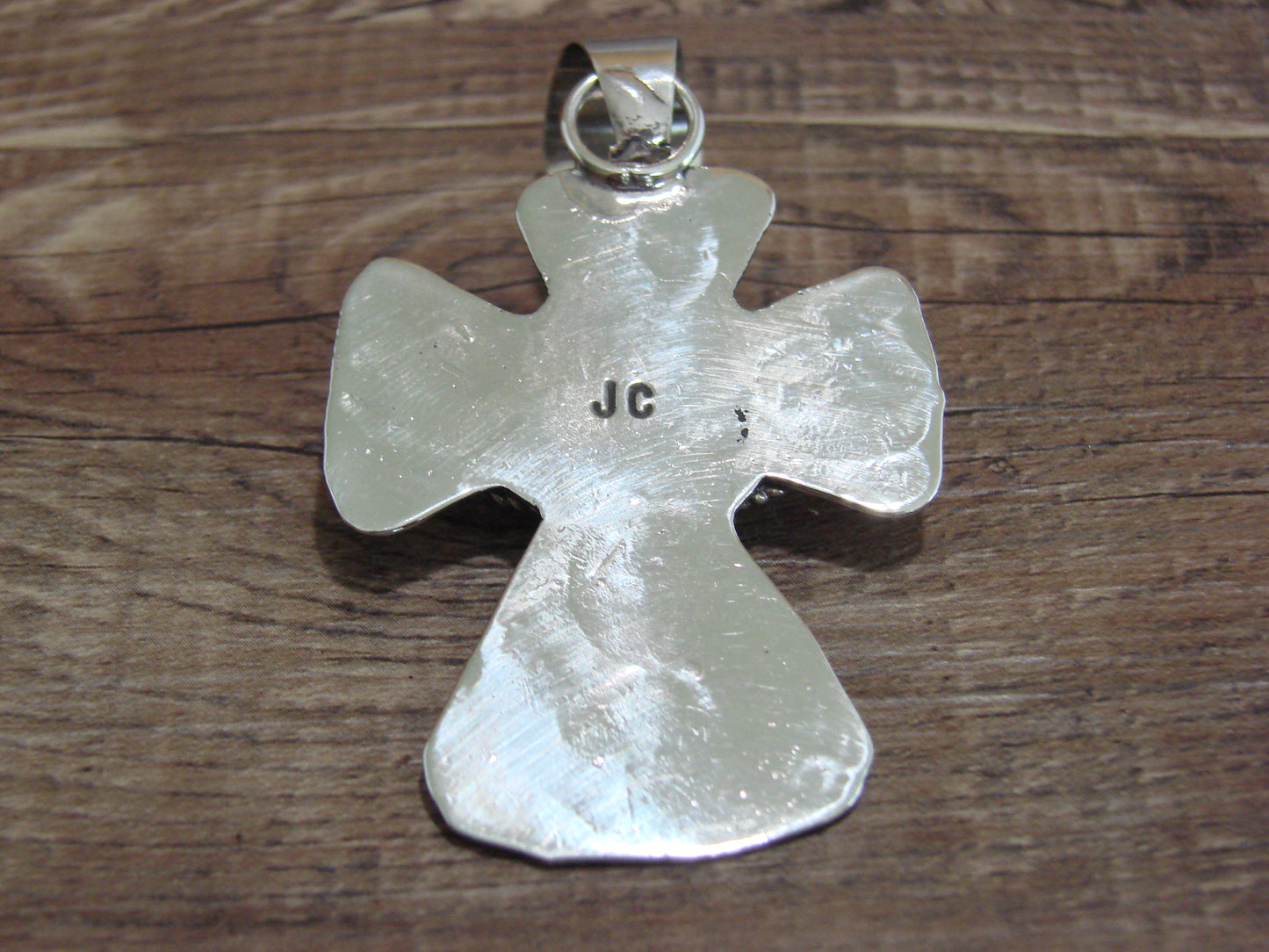 Navajo Nickel Silver & Turquoise Cross Pendant - Cleveland