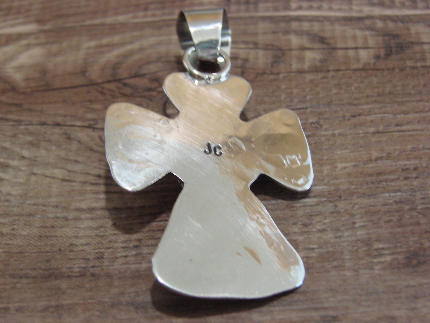 Navajo Nickel Silver & Turquoise Cross Pendant - Cleveland