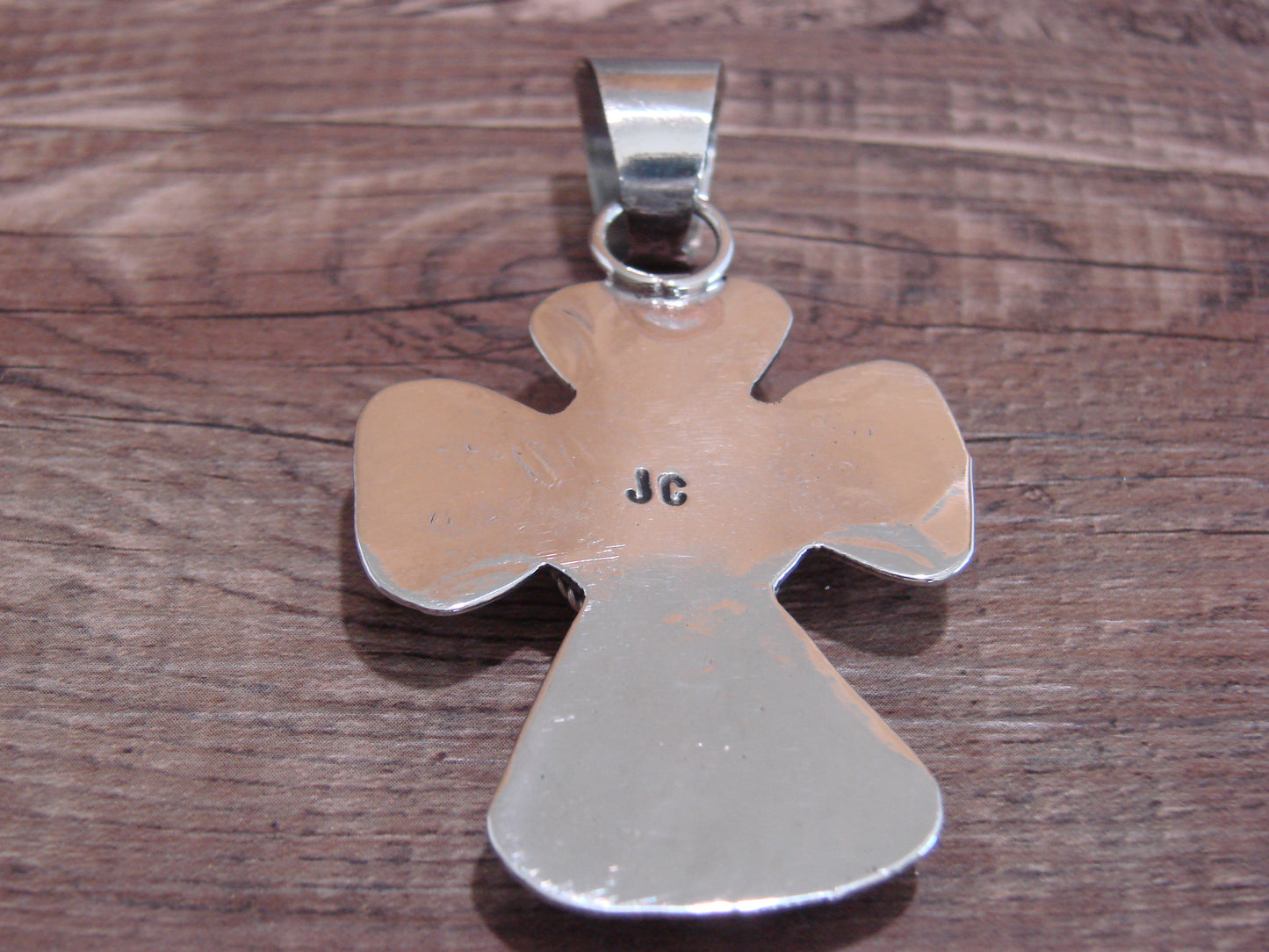 Navajo Nickel Silver & Turquoise Cross Pendant - Cleveland