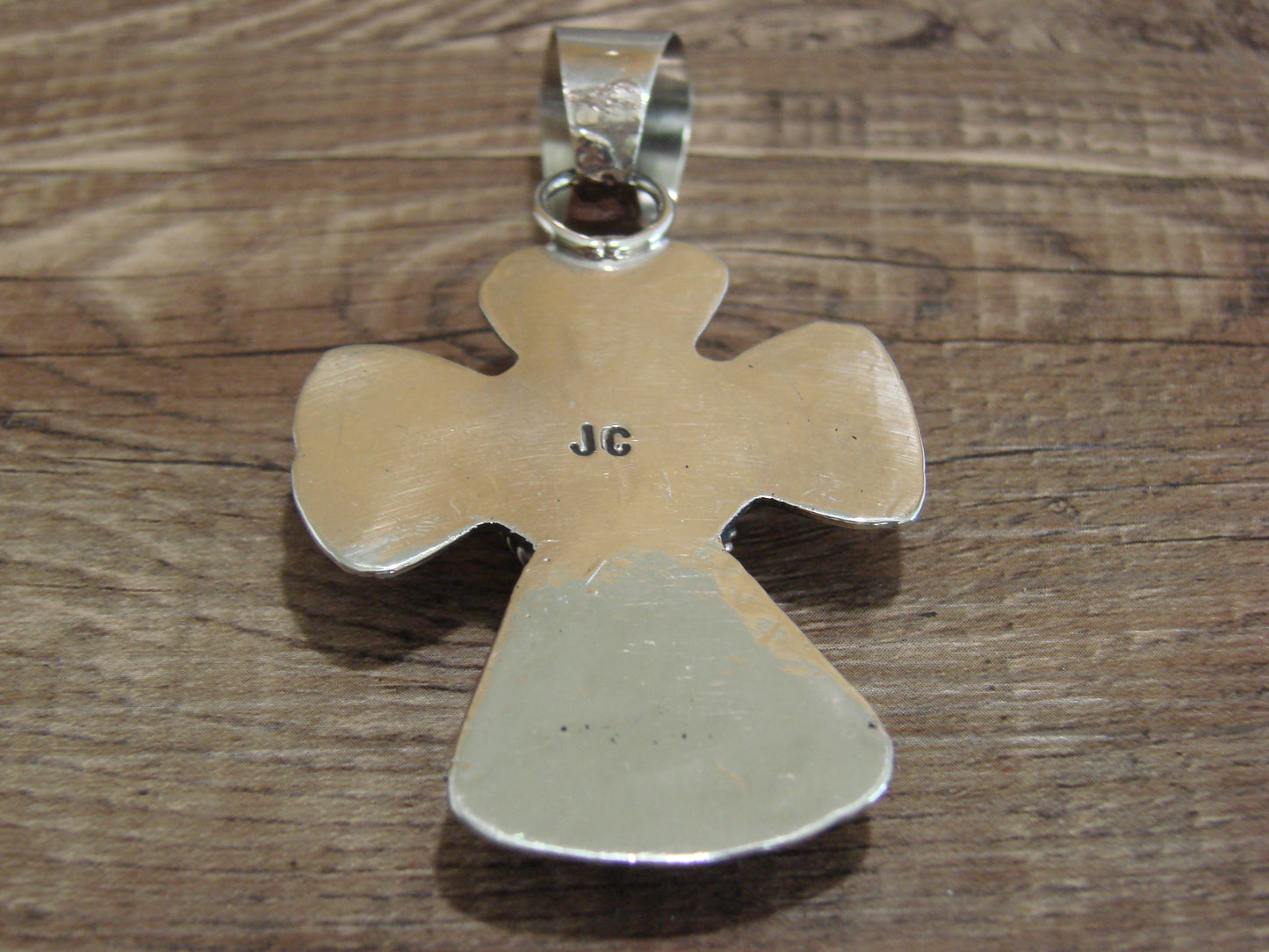 Navajo Nickel Silver & Turquoise Cross Pendant - Cleveland