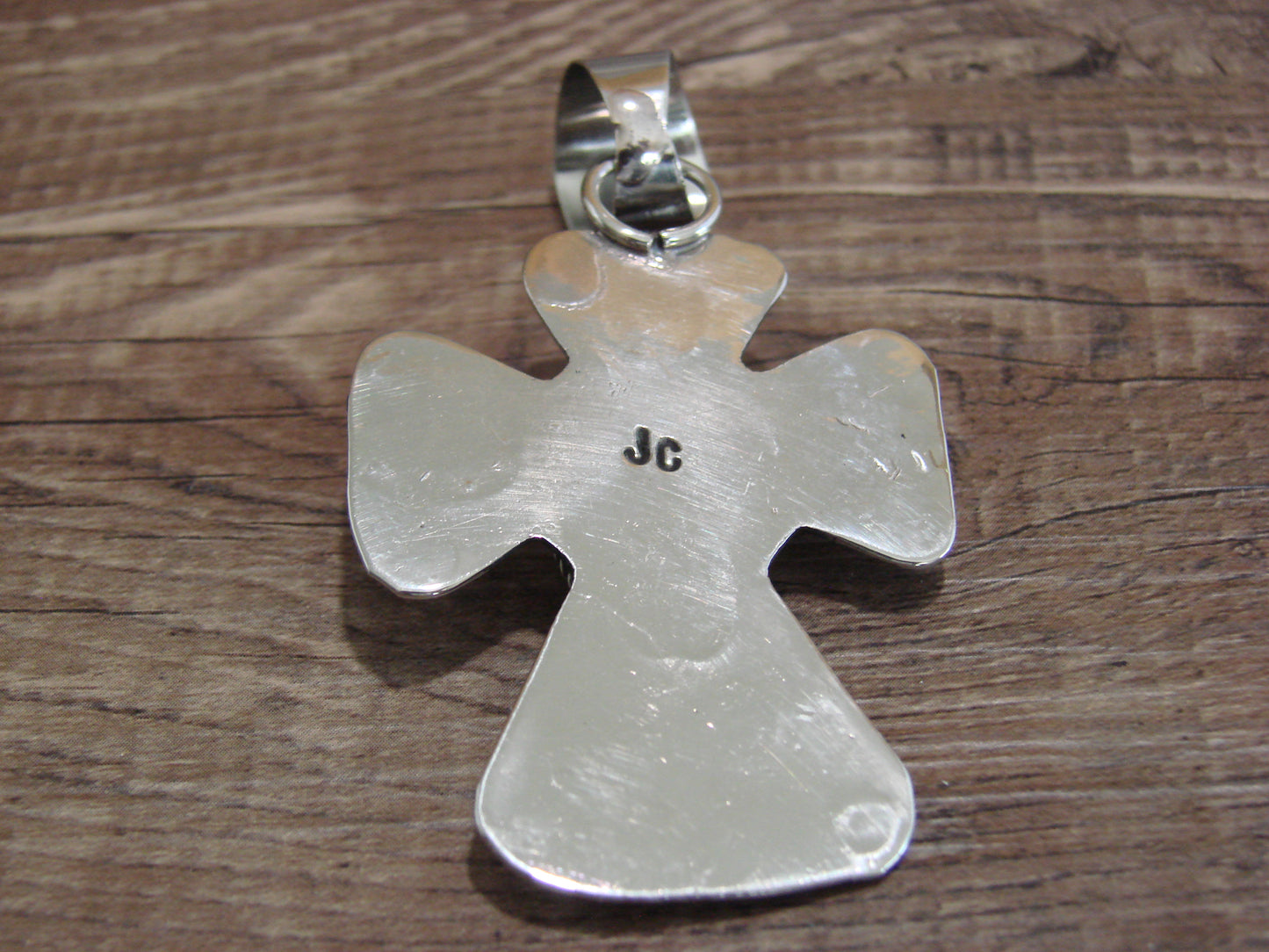 Navajo Nickel Silver & Turquoise Cross Pendant - Cleveland