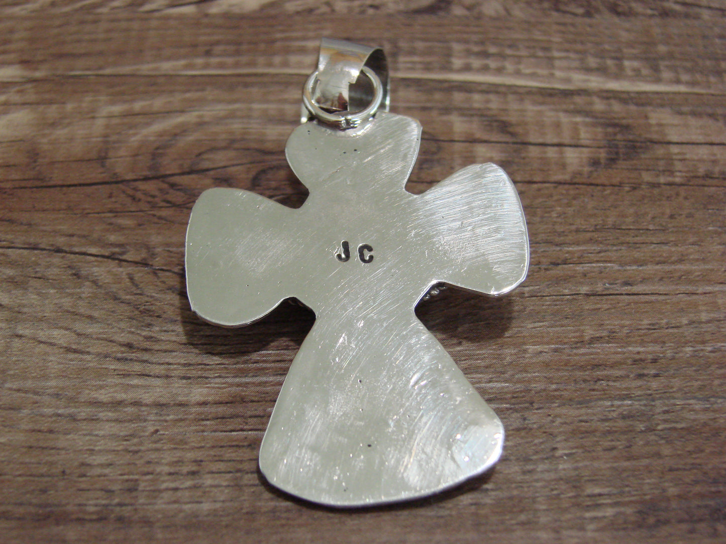 Navajo Nickel Silver & Turquoise Cross Pendant - Cleveland