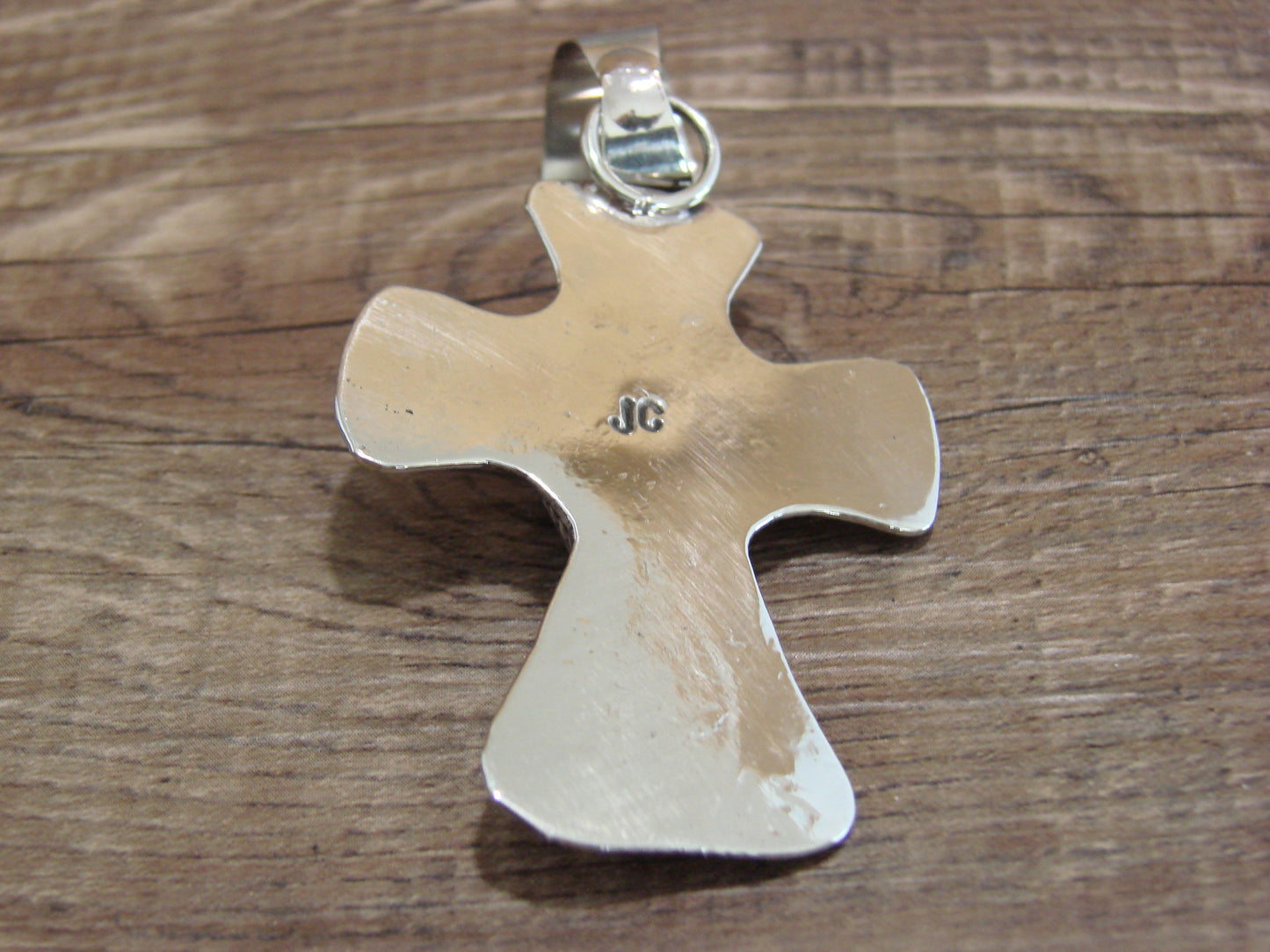 Navajo Nickel Silver & Turquoise Cross Pendant - Cleveland