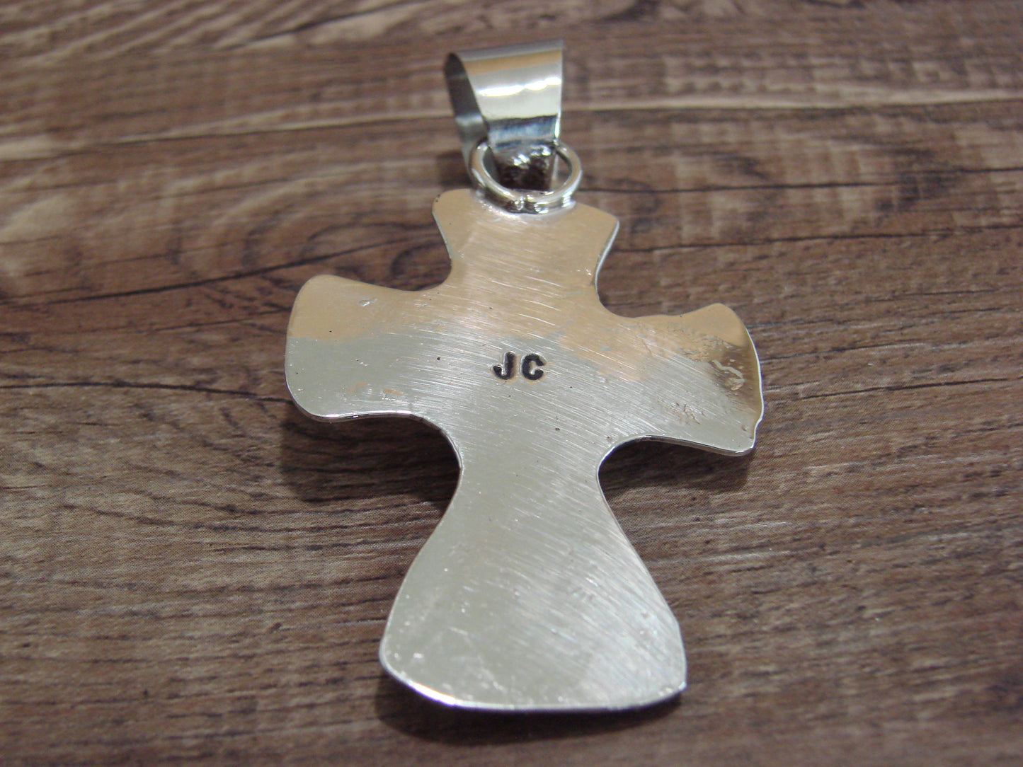 Navajo Nickel Silver & Turquoise Cross Pendant - Cleveland