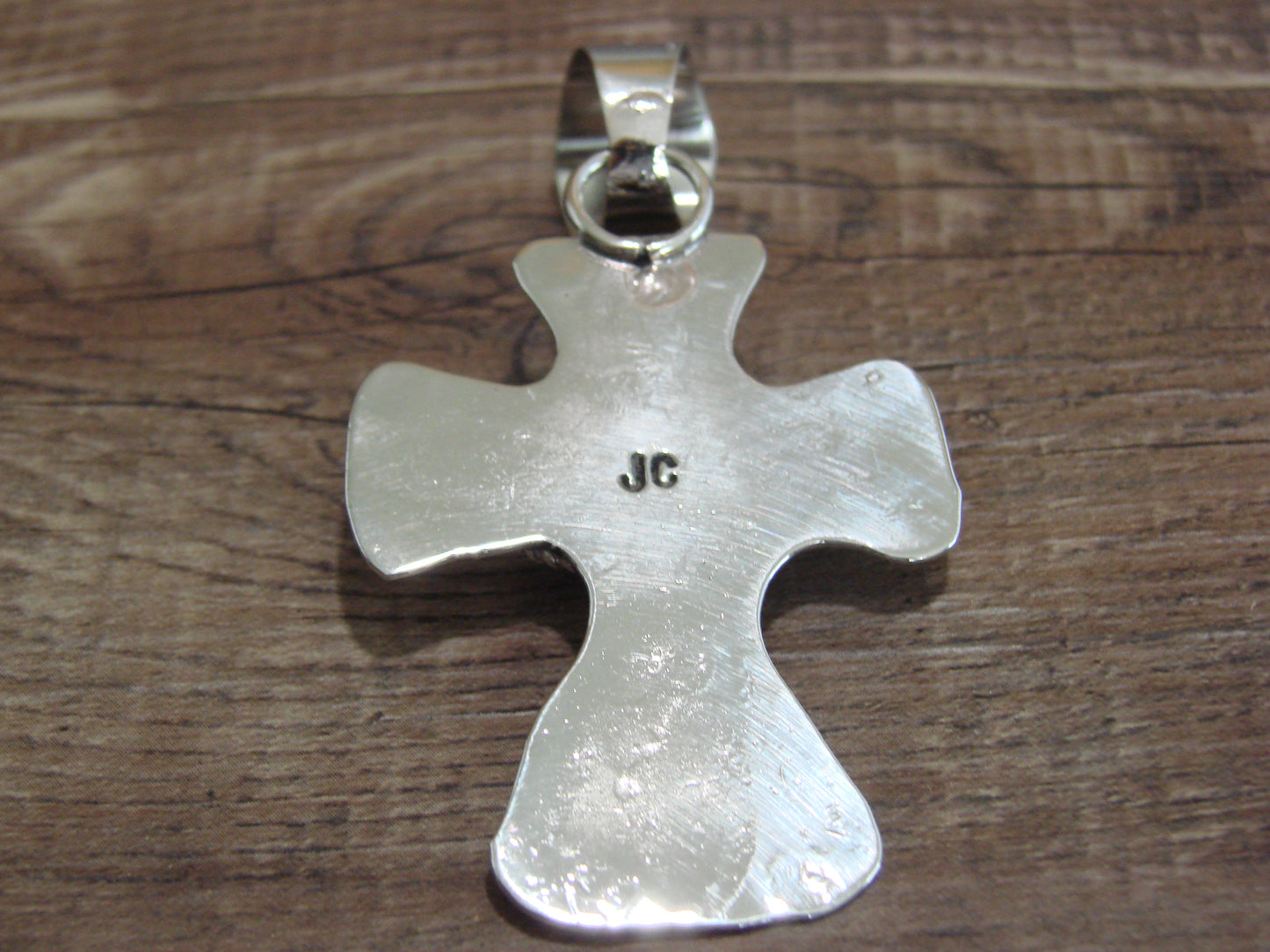 Navajo Nickel Silver & Turquoise Cross Pendant - Cleveland