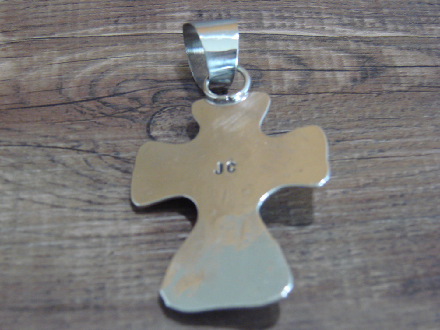 Navajo Nickel Silver & Turquoise Cross Pendant - Cleveland