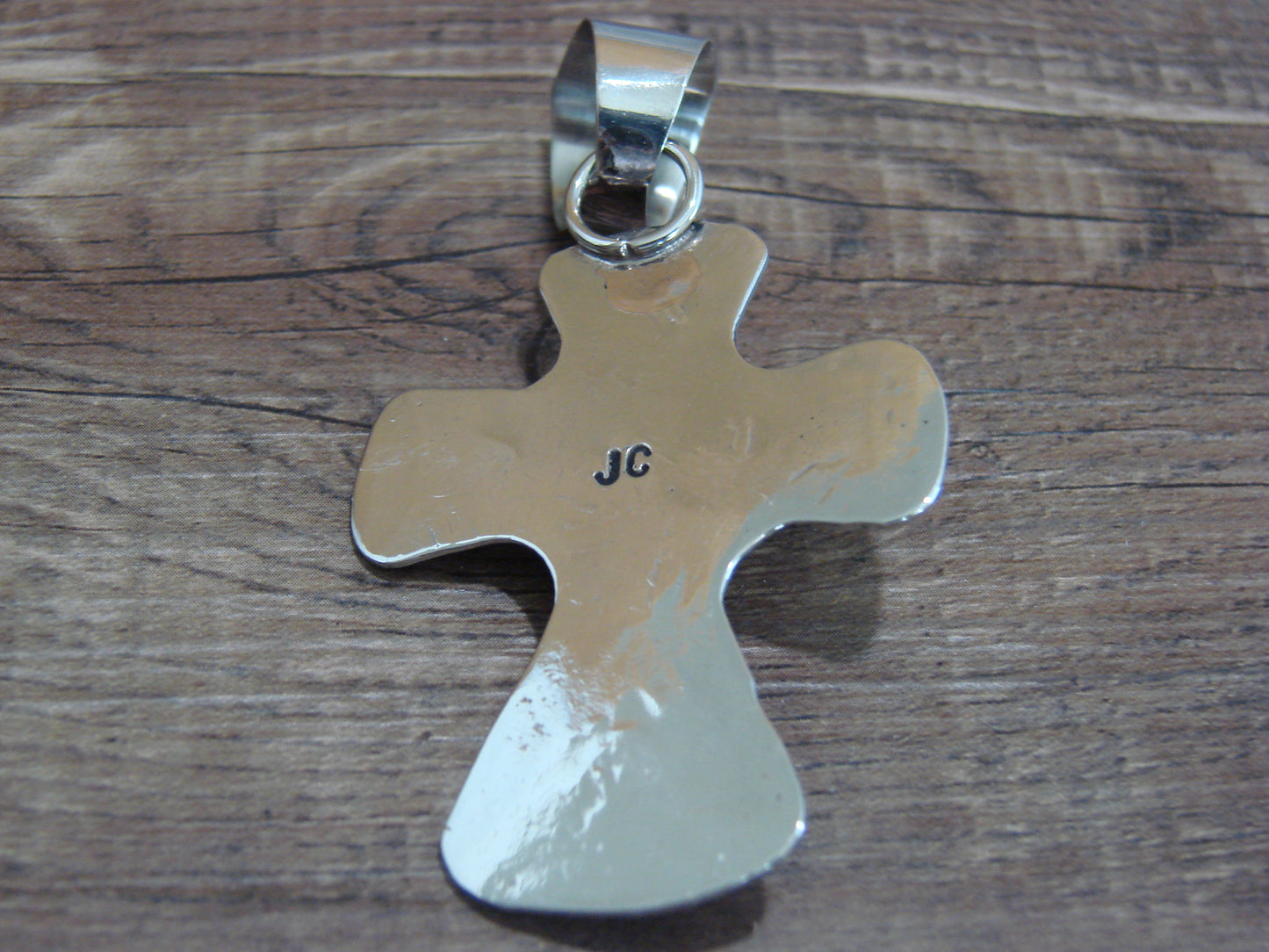 Navajo Nickel Silver & Turquoise Cross Pendant - Cleveland