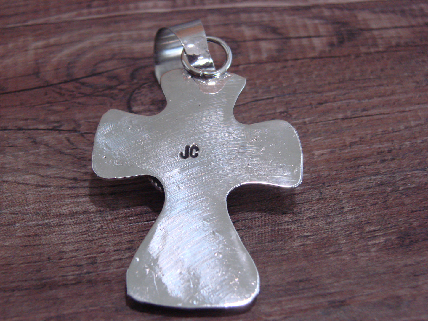 Navajo Nickel Silver & Turquoise Cross Pendant - Cleveland