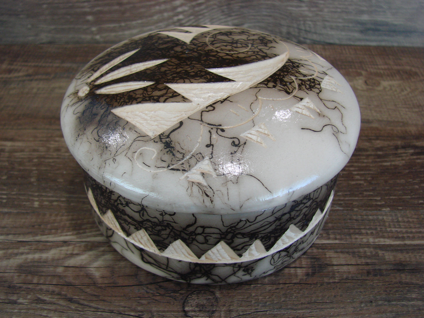 Navajo Pottery Horse Hair Jewelry Trinket Box by Vail