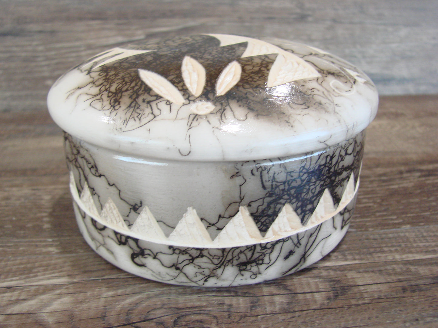Navajo Pottery Horse Hair Jewelry Trinket Box by Vail