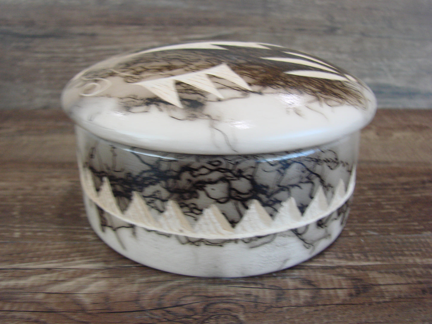 Navajo Pottery Horse Hair Jewelry Trinket Box by Vail