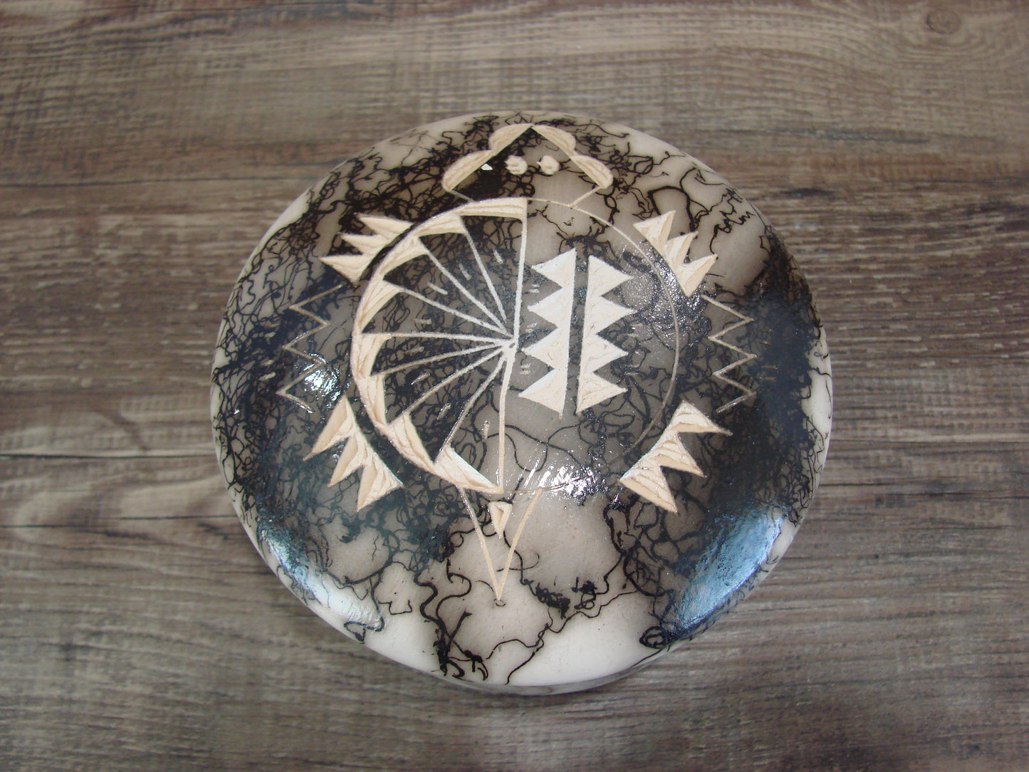 Navajo Pottery Horse Hair Jewelry Trinket Box by Vail