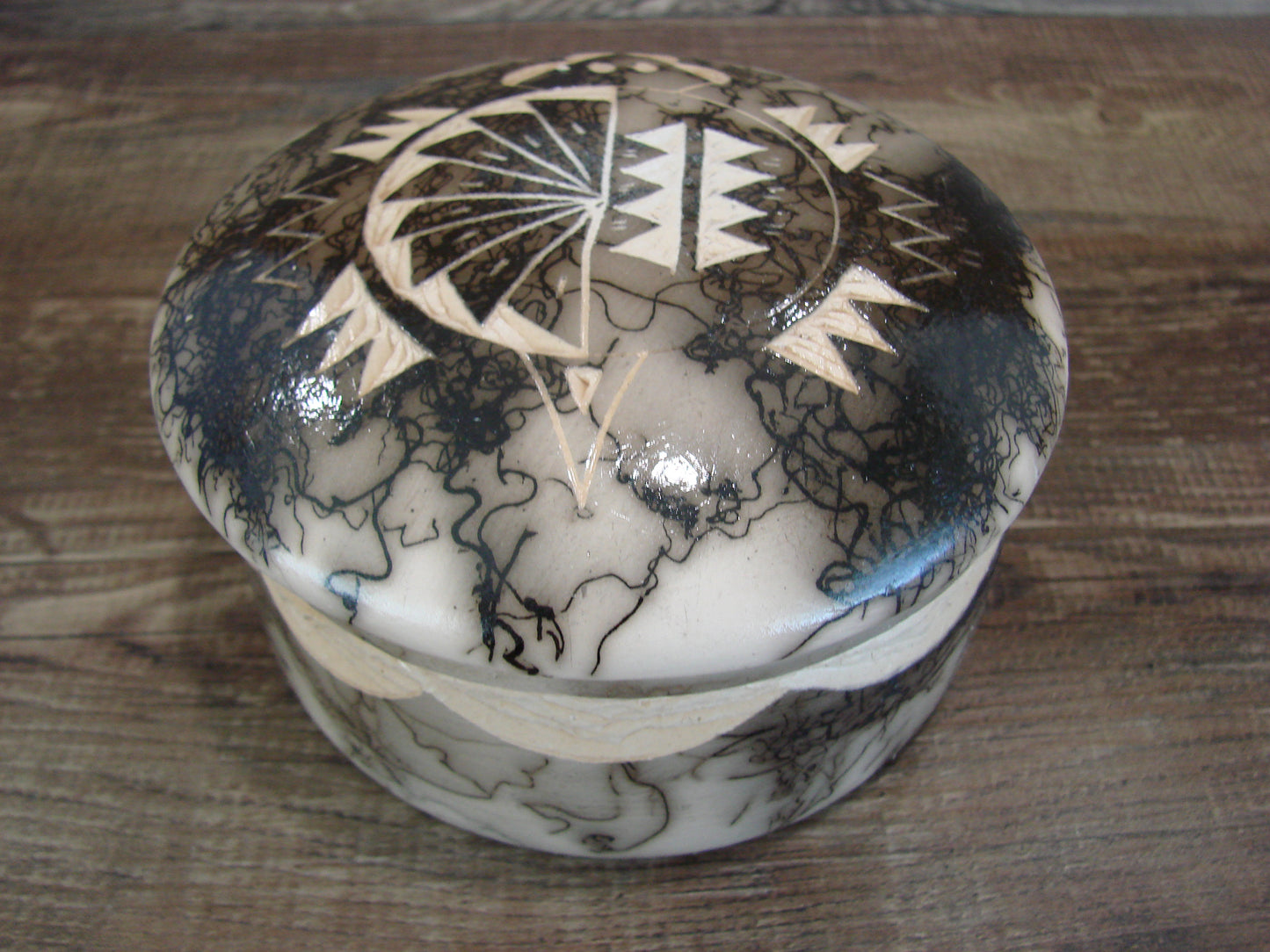 Navajo Pottery Horse Hair Jewelry Trinket Box by Vail
