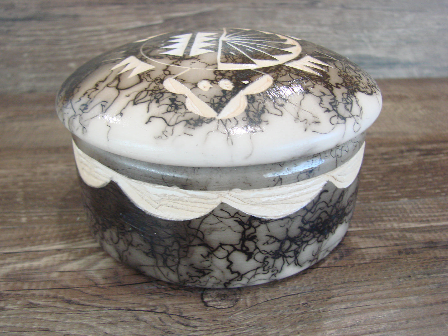 Navajo Pottery Horse Hair Jewelry Trinket Box by Vail