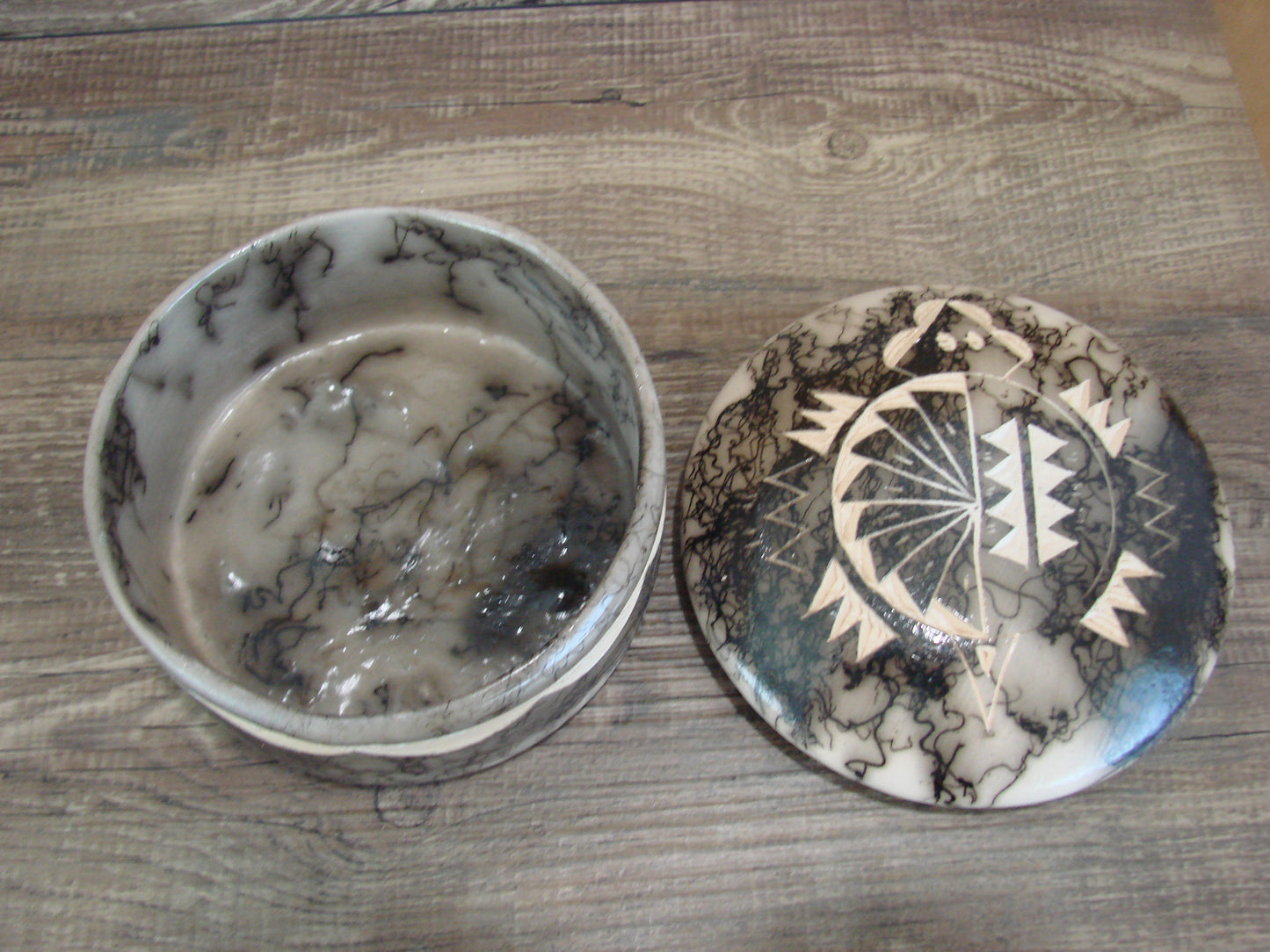 Navajo Pottery Horse Hair Jewelry Trinket Box by Vail