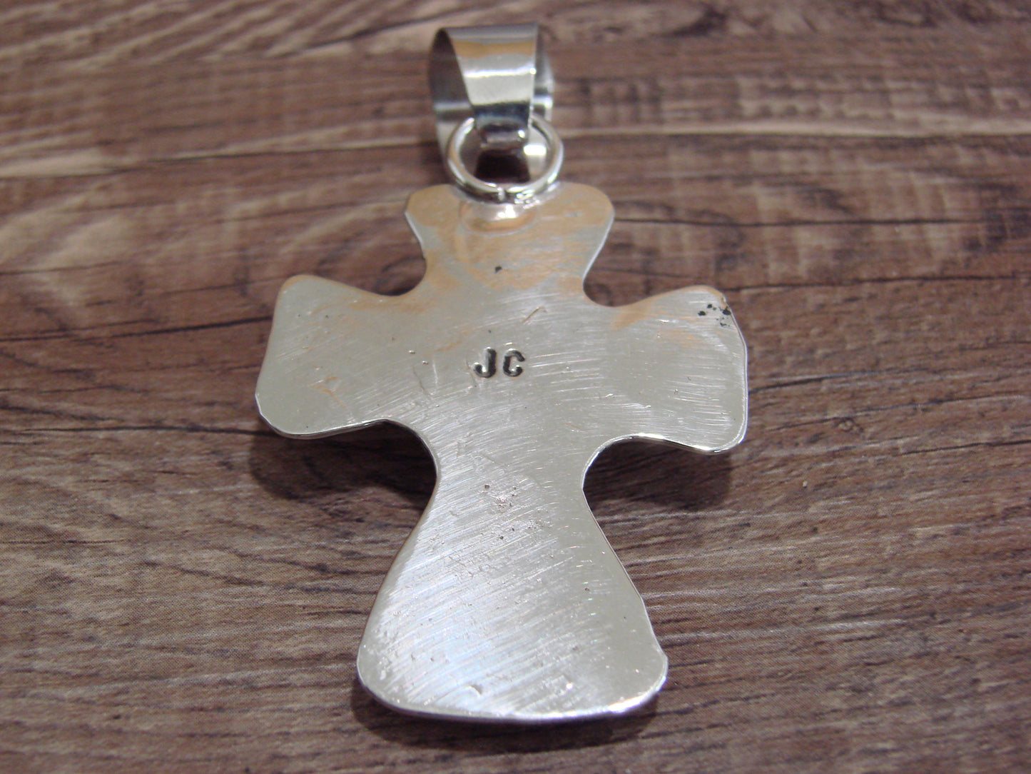 Navajo Nickel Silver & Turquoise Cross Pendant - Cleveland