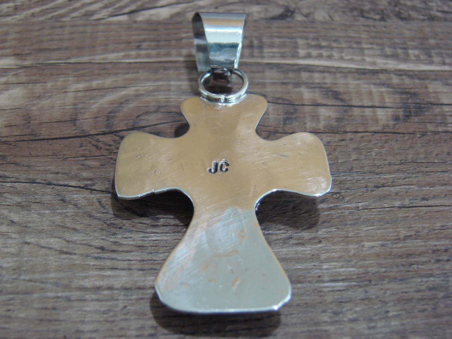 Navajo Nickel Silver & Turquoise Cross Pendant - Cleveland