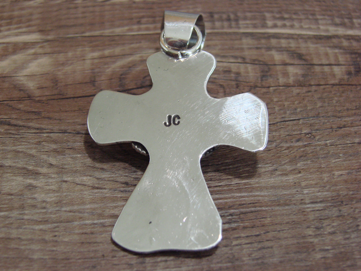 Navajo Nickel Silver & Turquoise Cross Pendant - Cleveland