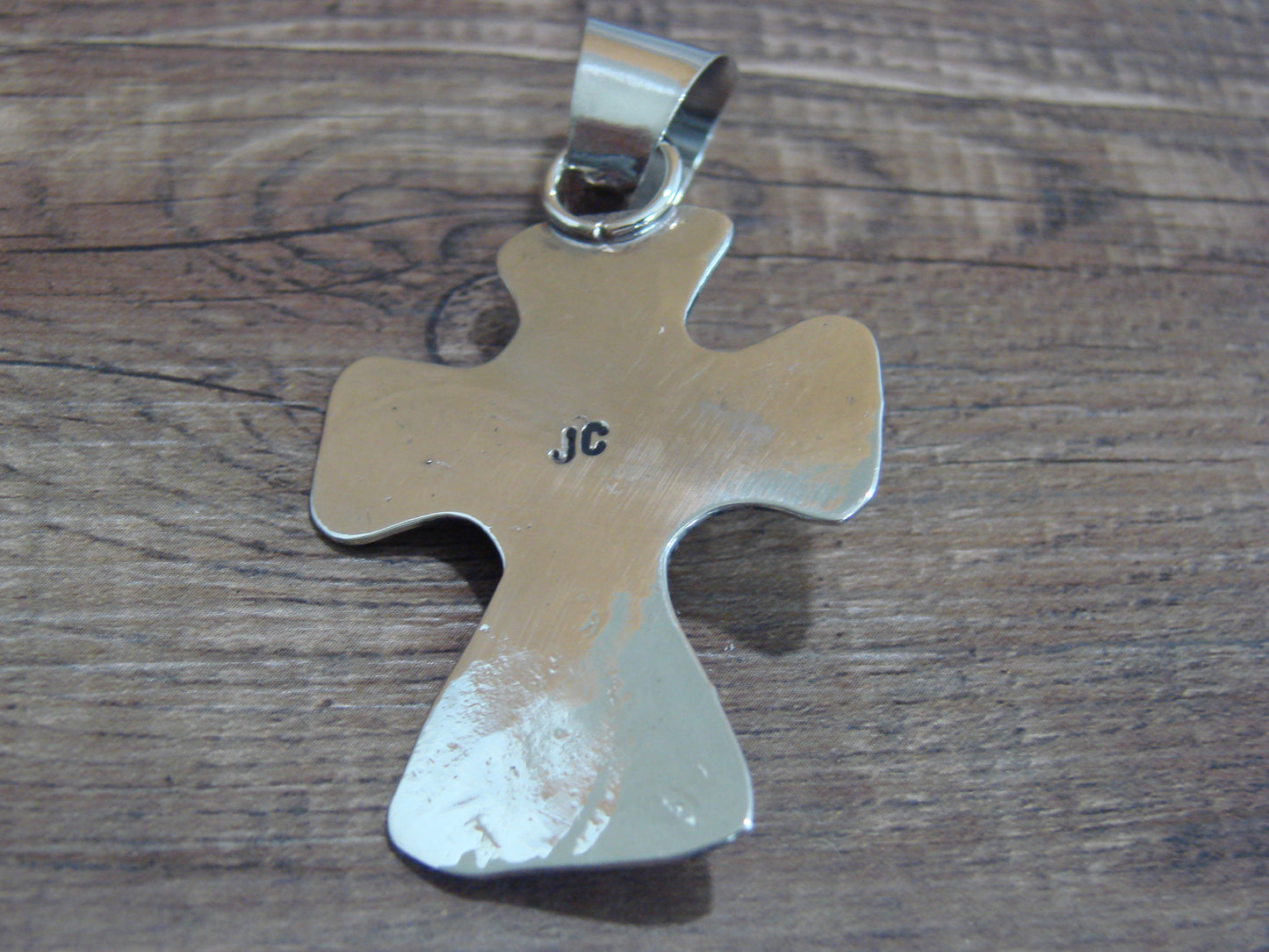Navajo Nickel Silver & Turquoise Cross Pendant - Cleveland