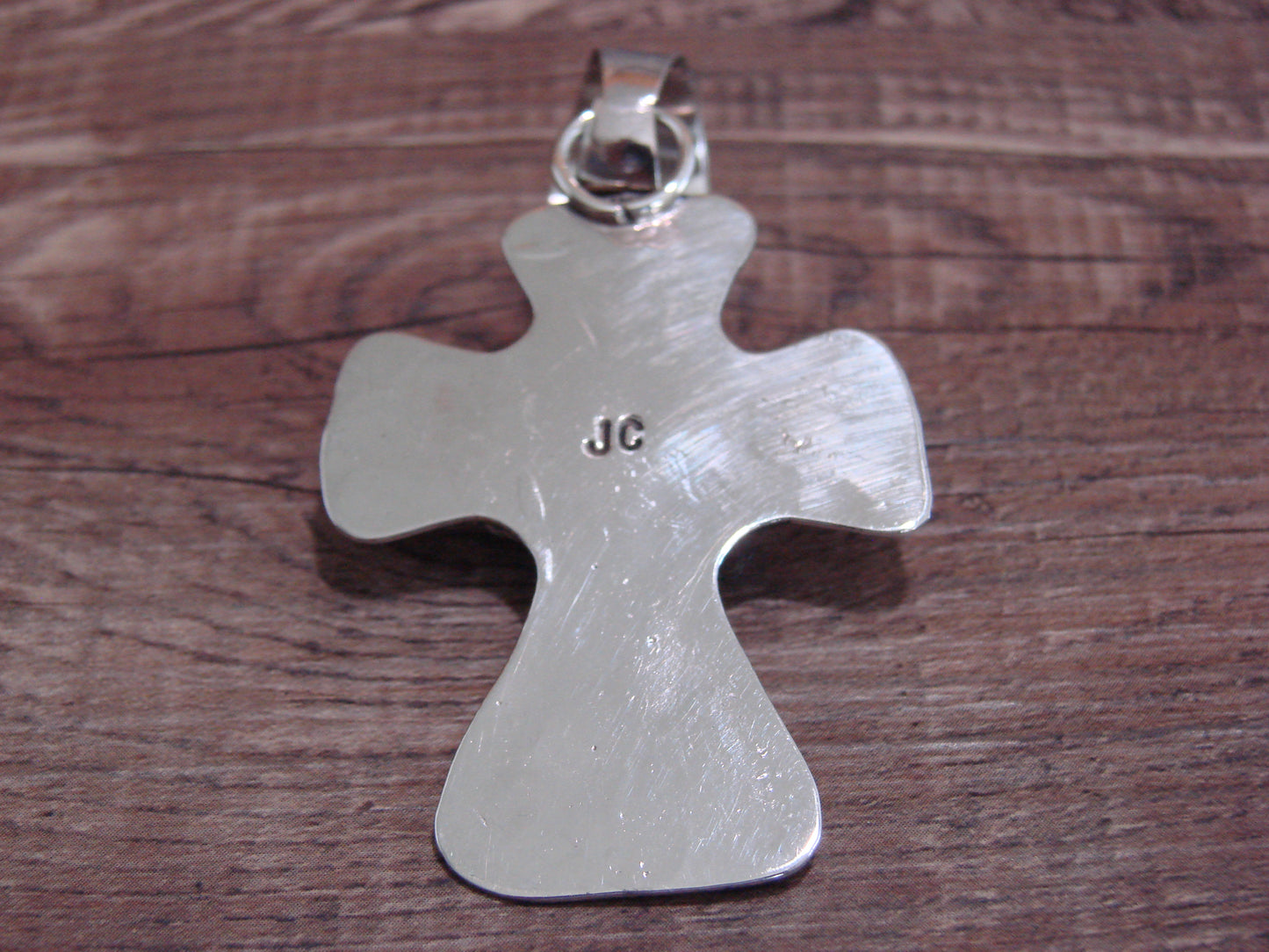 Navajo Nickel Silver & Turquoise Cross Pendant - Cleveland