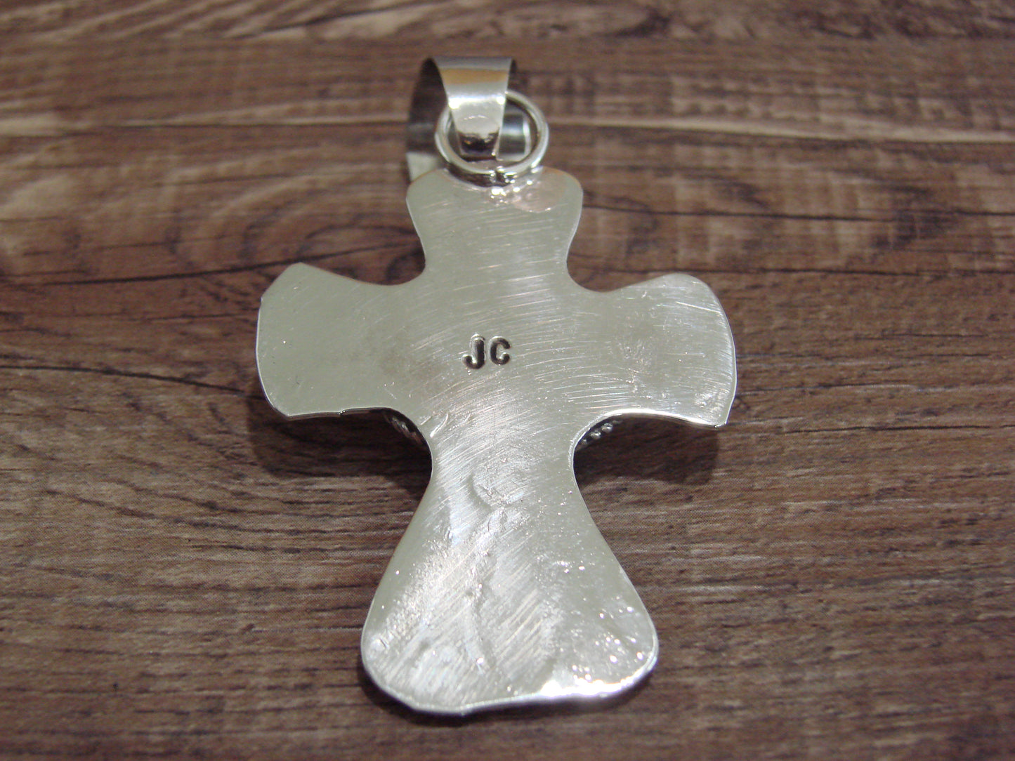 Navajo Nickel Silver & Turquoise Cross Pendant - Cleveland