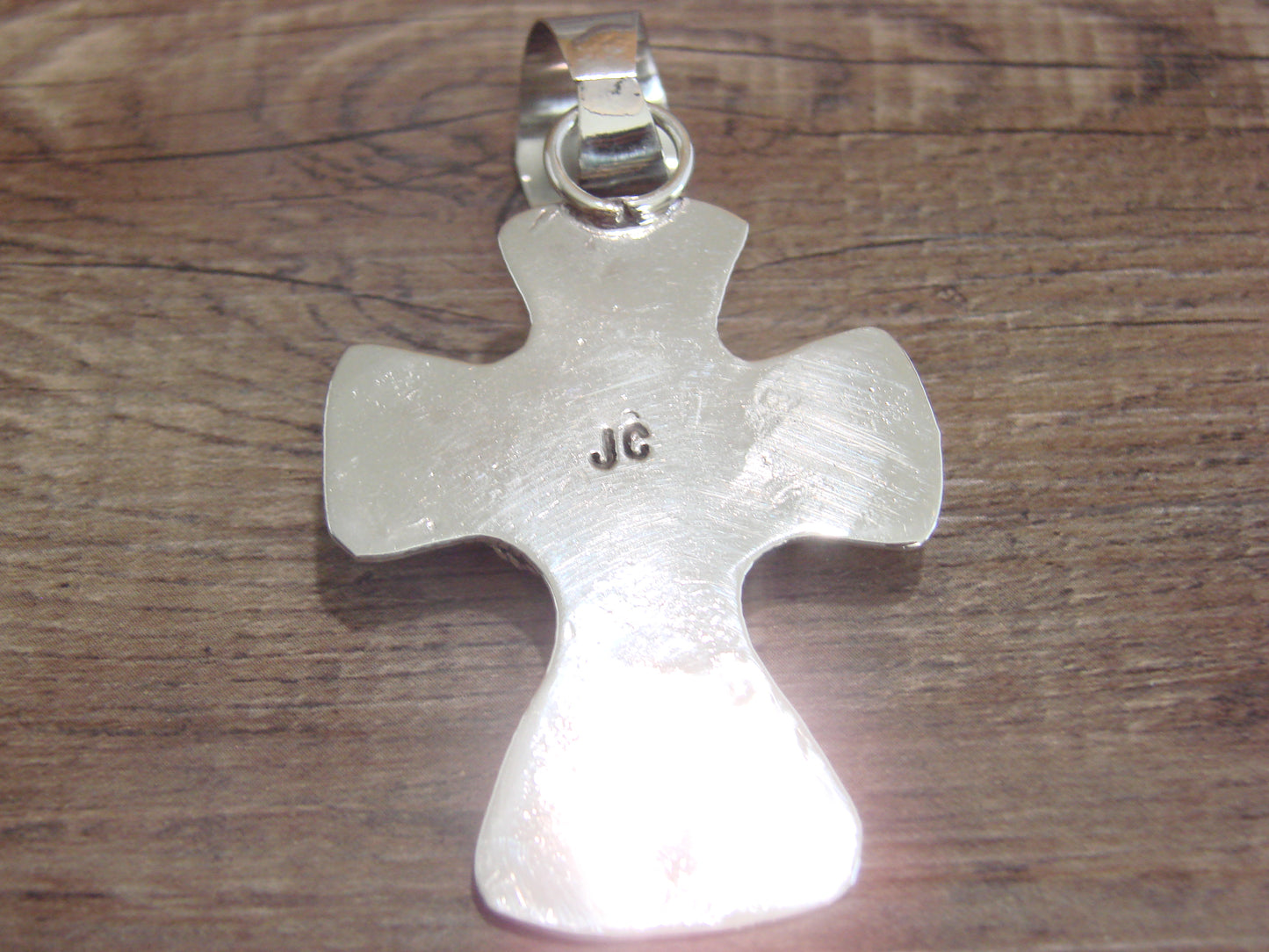 Navajo Nickel Silver & Turquoise Cross Pendant - Cleveland
