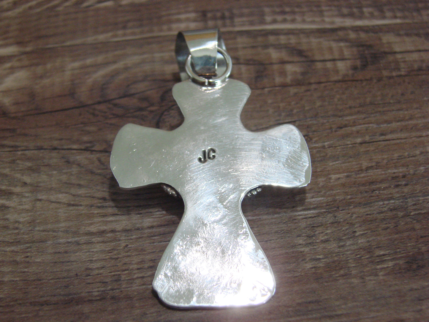 Navajo Nickel Silver & Turquoise Cross Pendant - Cleveland