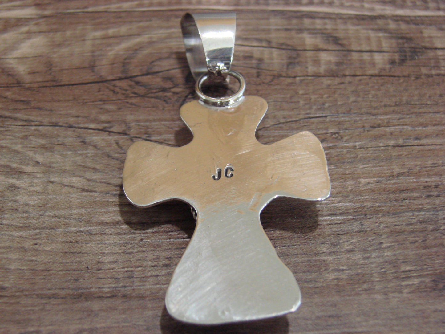 Navajo Nickel Silver & Turquoise Cross Pendant - Cleveland
