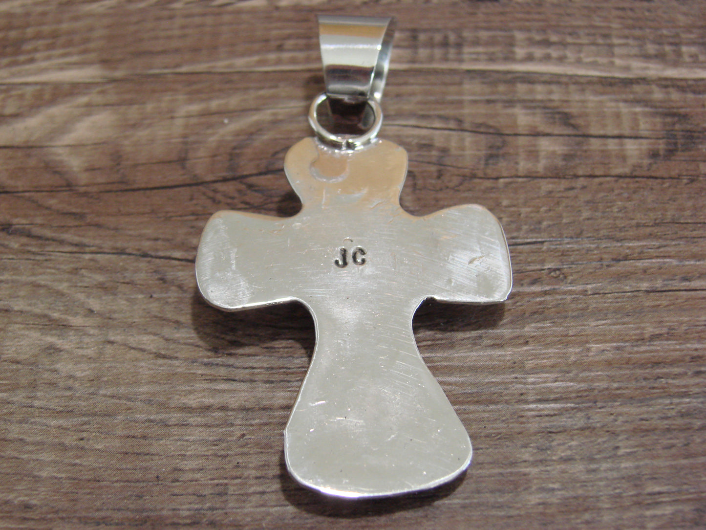 Navajo Nickel Silver & Turquoise Cross Pendant - Cleveland
