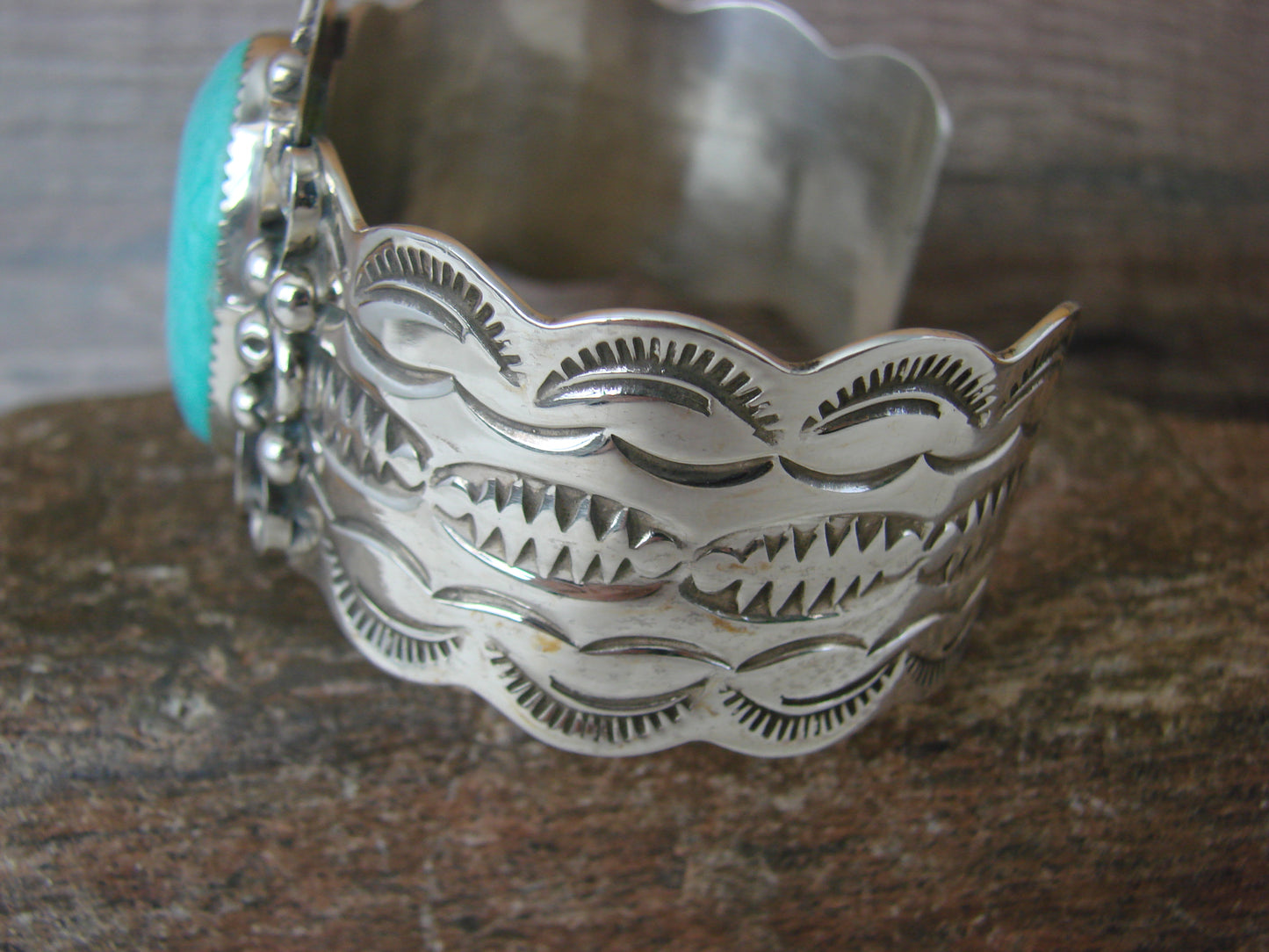 Navajo Indian Sterling Silver & Turquoise Bracelet by Cleveland