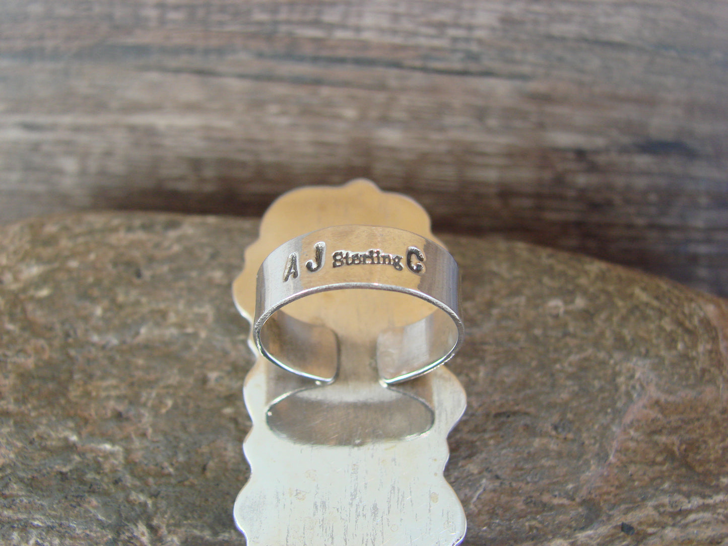 Navajo Sterling Silver Turquoise Adjustable Ring Size 9 to 11 by Cleveland