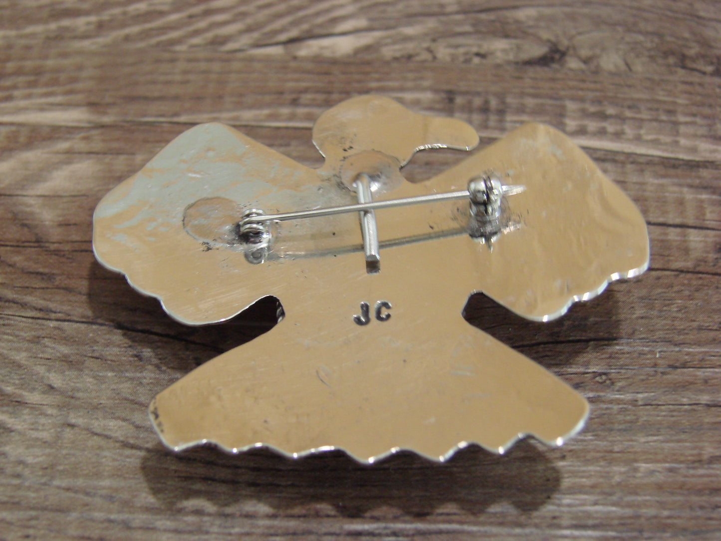 Navajo Nickel Silver & Turquoise Thunderbird Pendant Pin - Cleveland