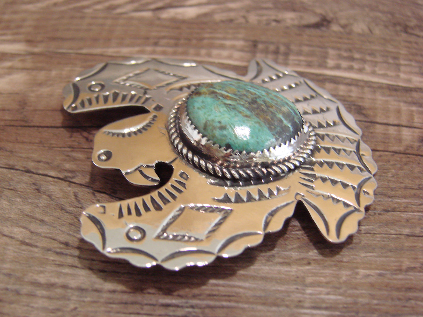Navajo Nickel Silver & Turquoise Eagle Pendant Pin - Cleveland