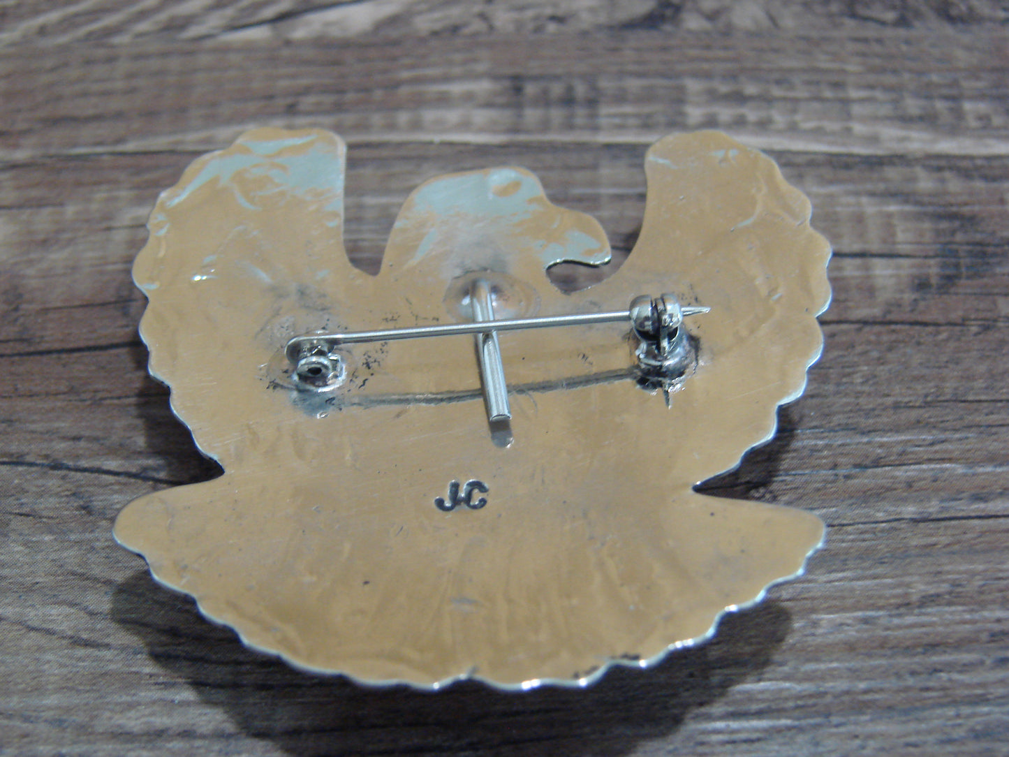Navajo Nickel Silver & Turquoise Eagle Pendant Pin - Cleveland