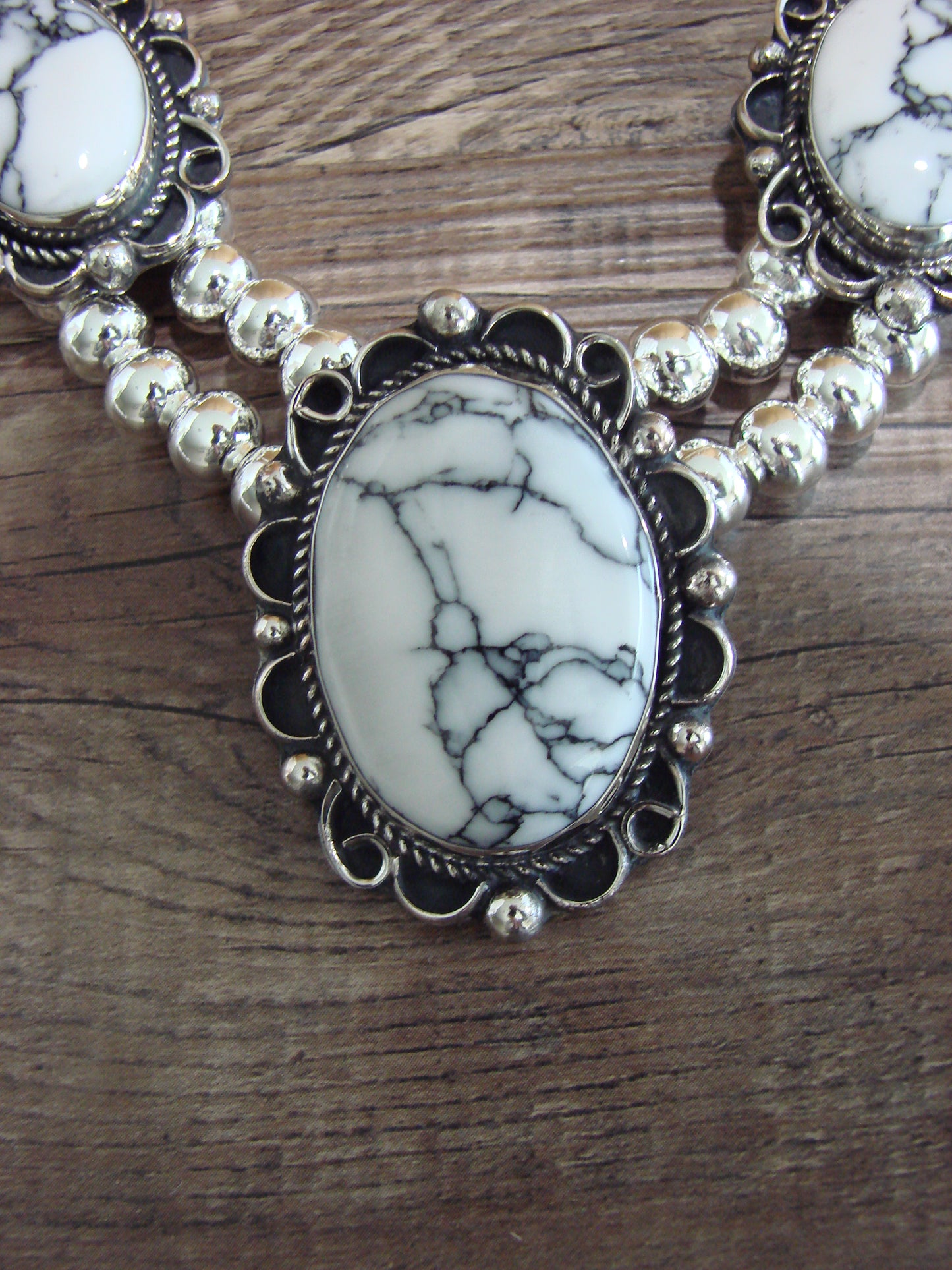 Navajo Nickel Silver & White Howlite Necklace - Cleveland