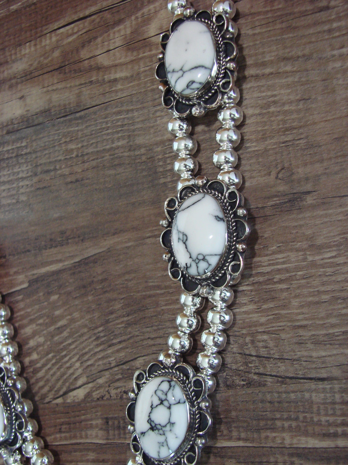 Navajo Nickel Silver & White Howlite Necklace - Cleveland