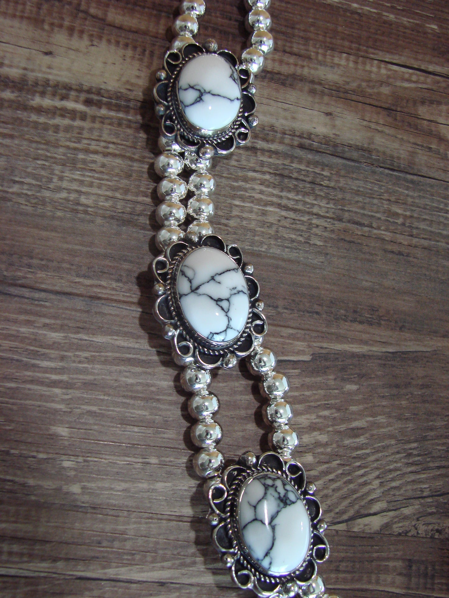 Navajo Nickel Silver & White Howlite Necklace - Cleveland