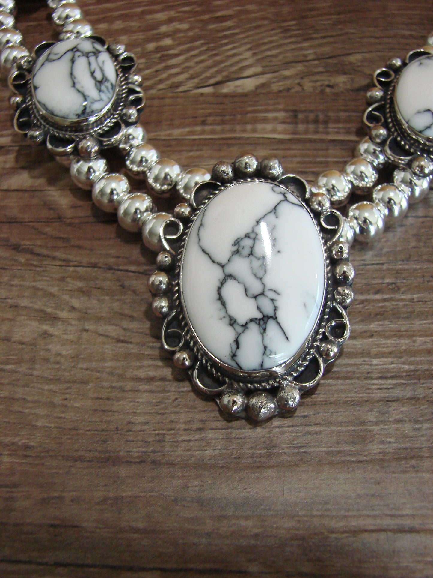 Navajo Nickel Silver & White Howlite Necklace - Cleveland