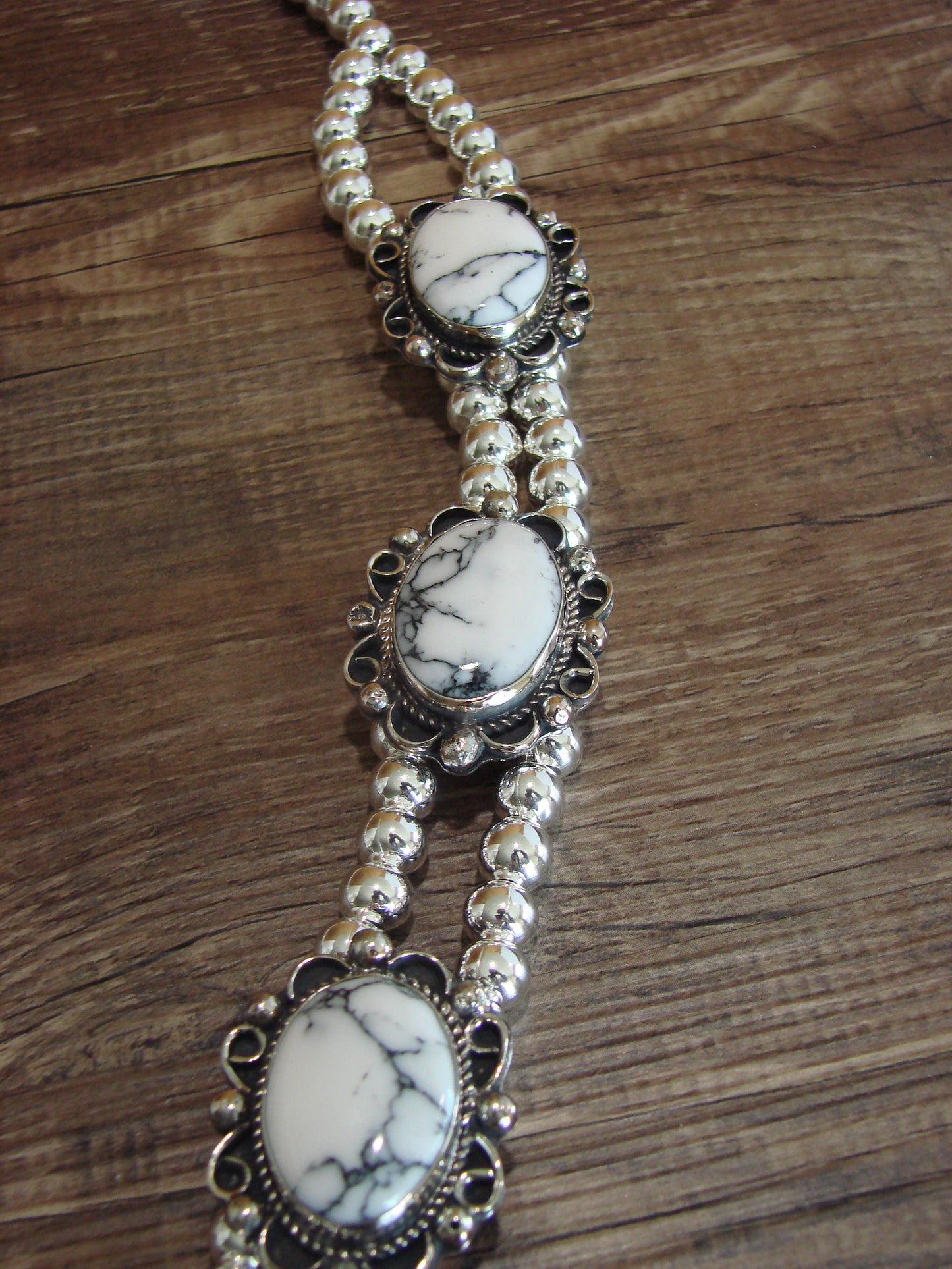 Navajo Nickel Silver & White Howlite Necklace - Cleveland