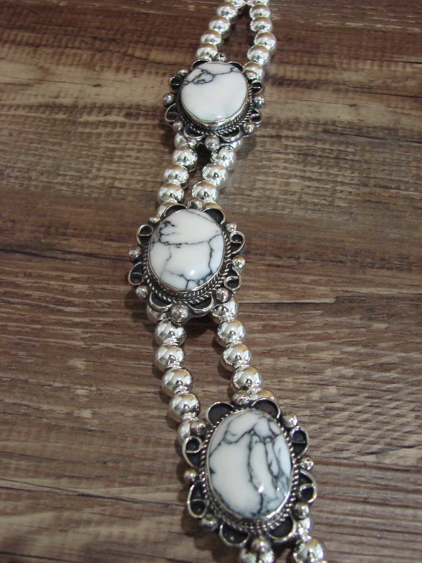 Navajo Nickel Silver & White Howlite Necklace - Cleveland