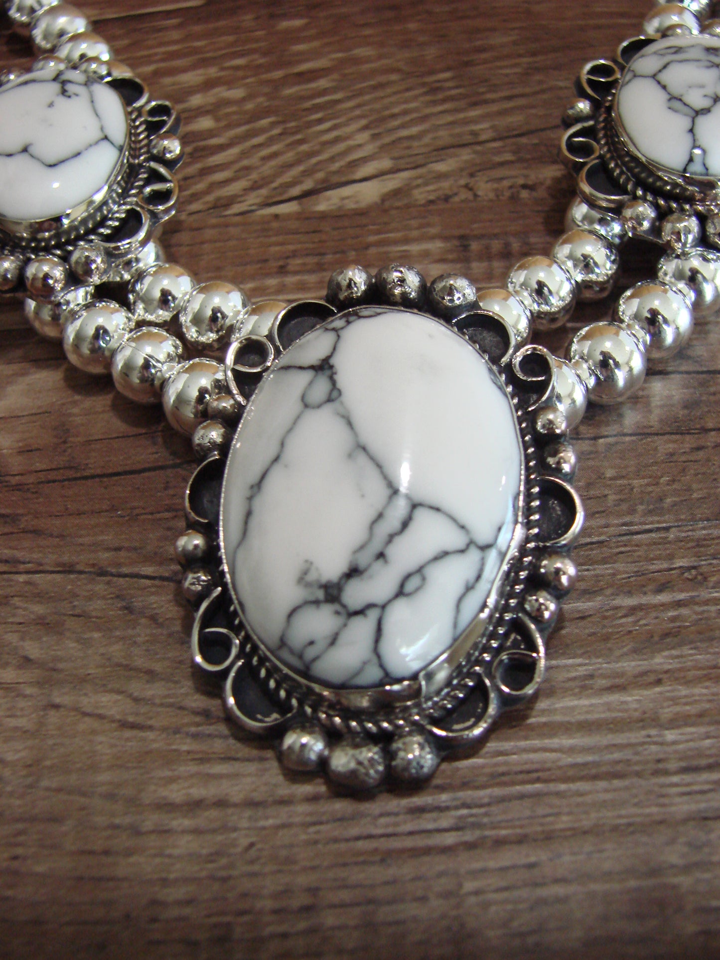 Navajo Nickel Silver & White Howlite Necklace - Cleveland