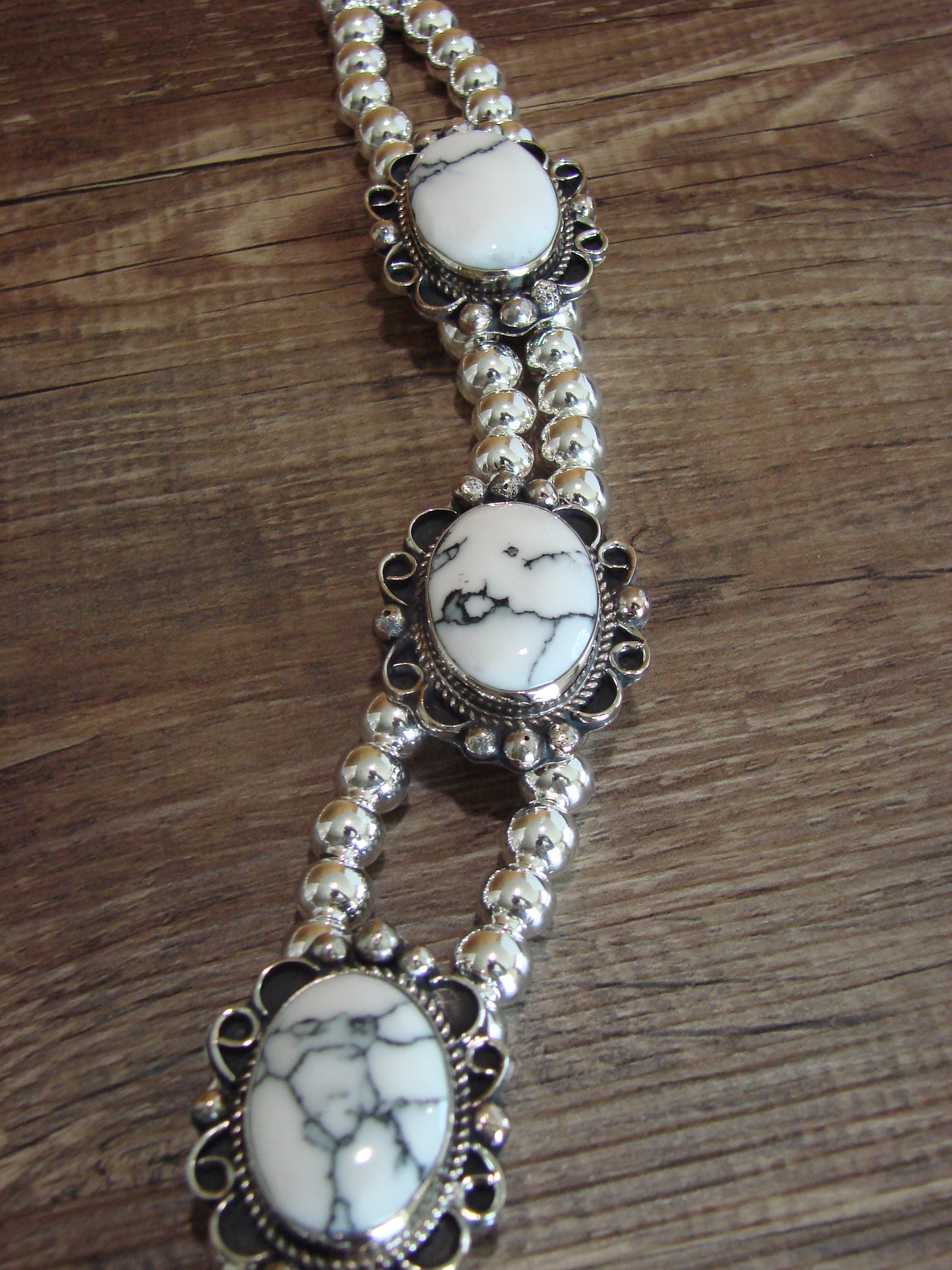 Navajo Nickel Silver & White Howlite Necklace - Cleveland