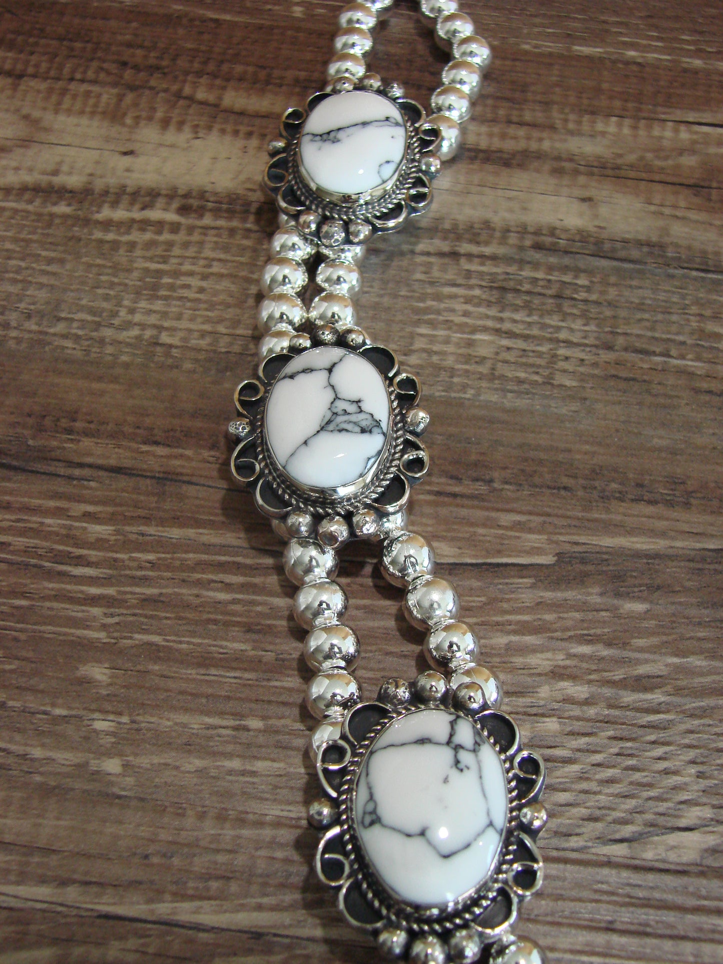 Navajo Nickel Silver & White Howlite Necklace - Cleveland